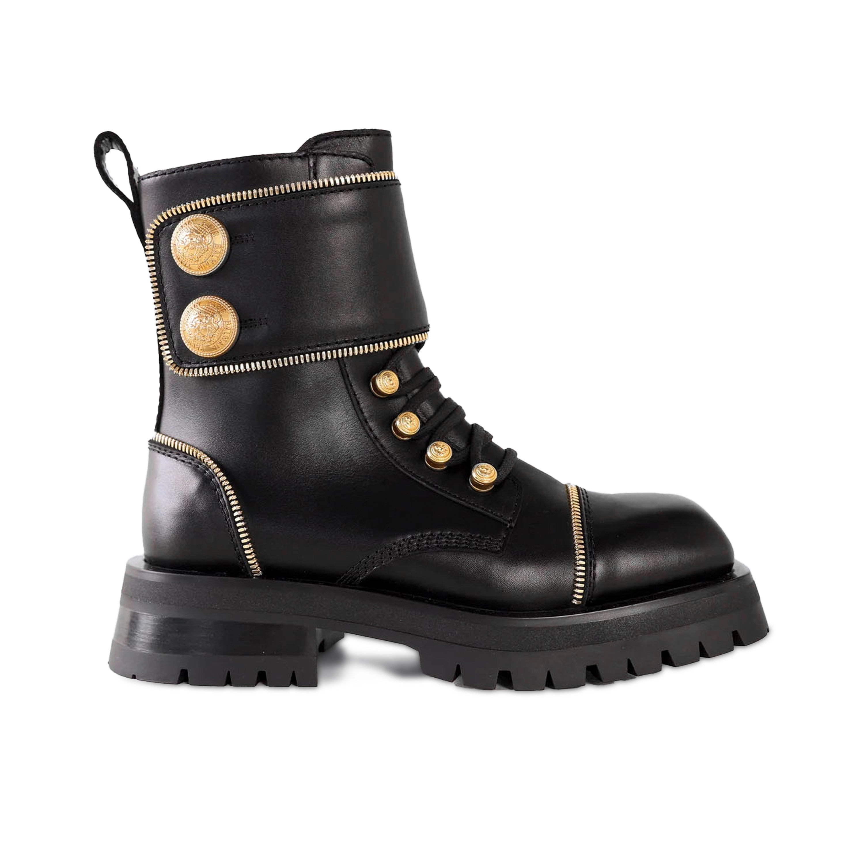 Botas Negras Balmain Studded Square-Toe