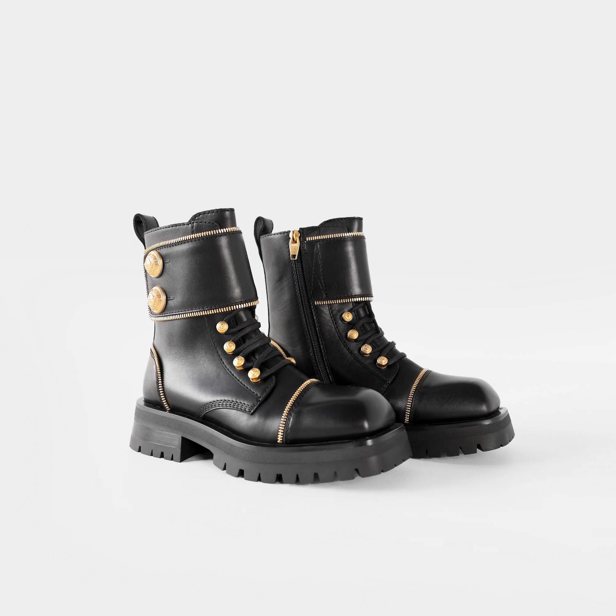 Botas Negras Balmain Studded Square-Toe