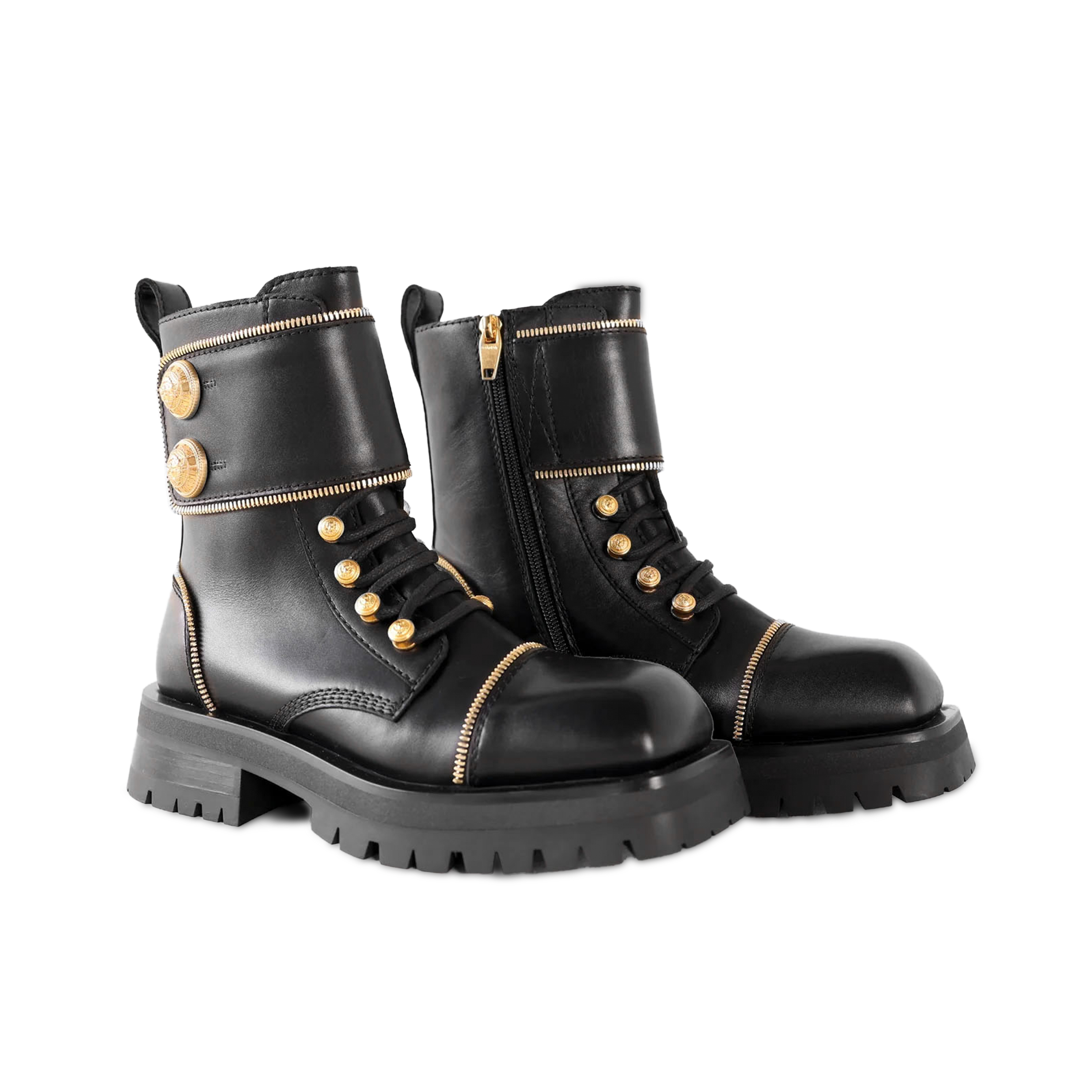 Botas Negras Balmain Studded Square-Toe