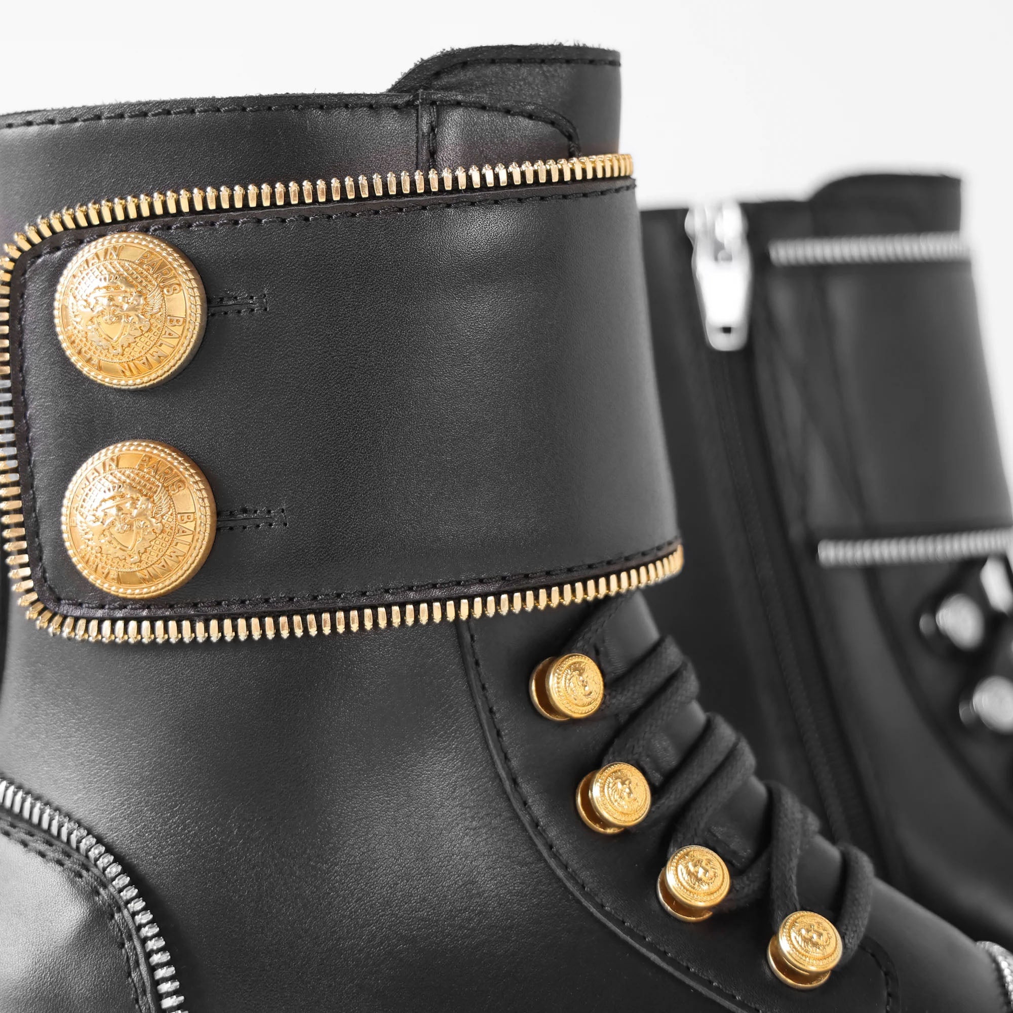 Botas Negras Balmain Studded Square-Toe