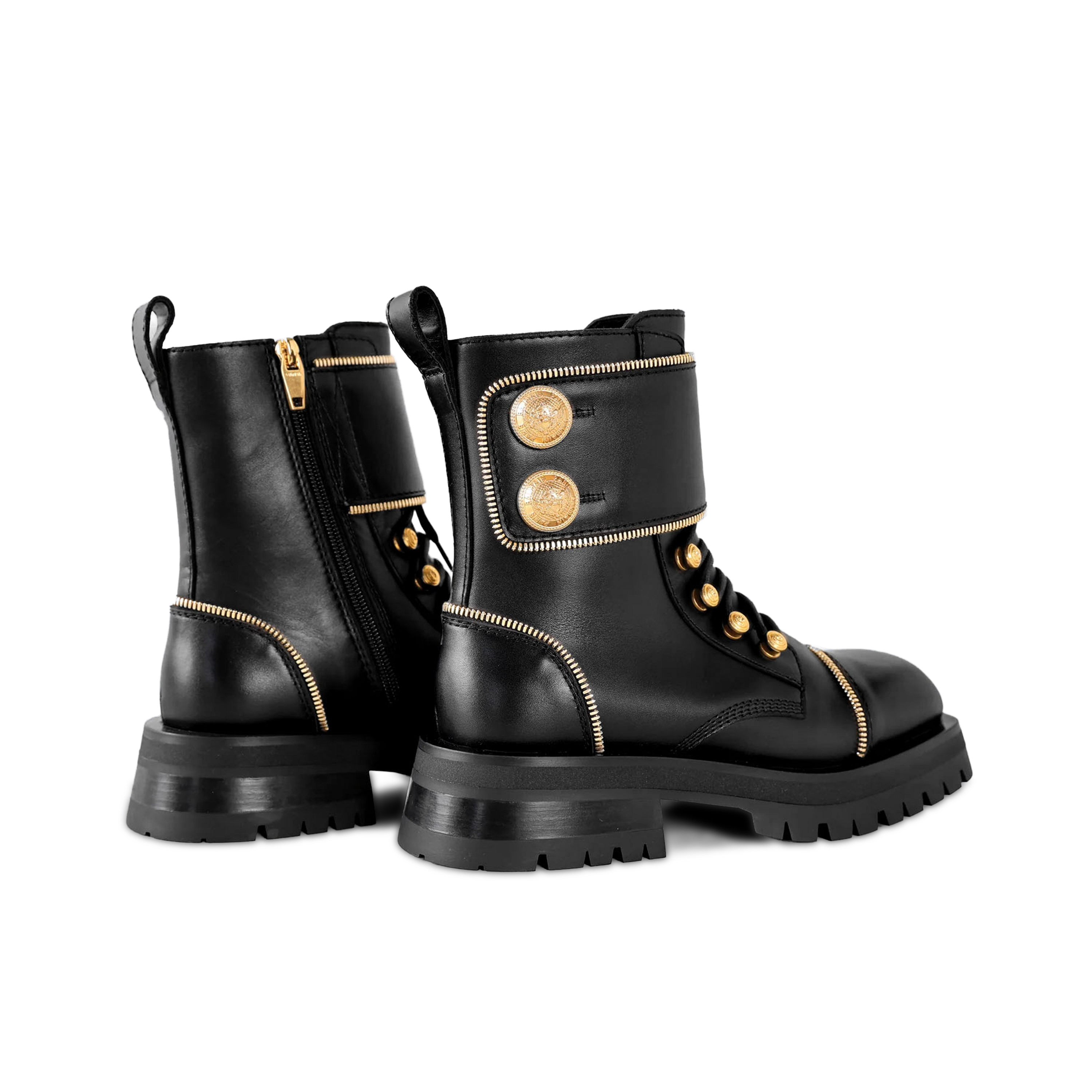Botas Negras Balmain Studded Square-Toe