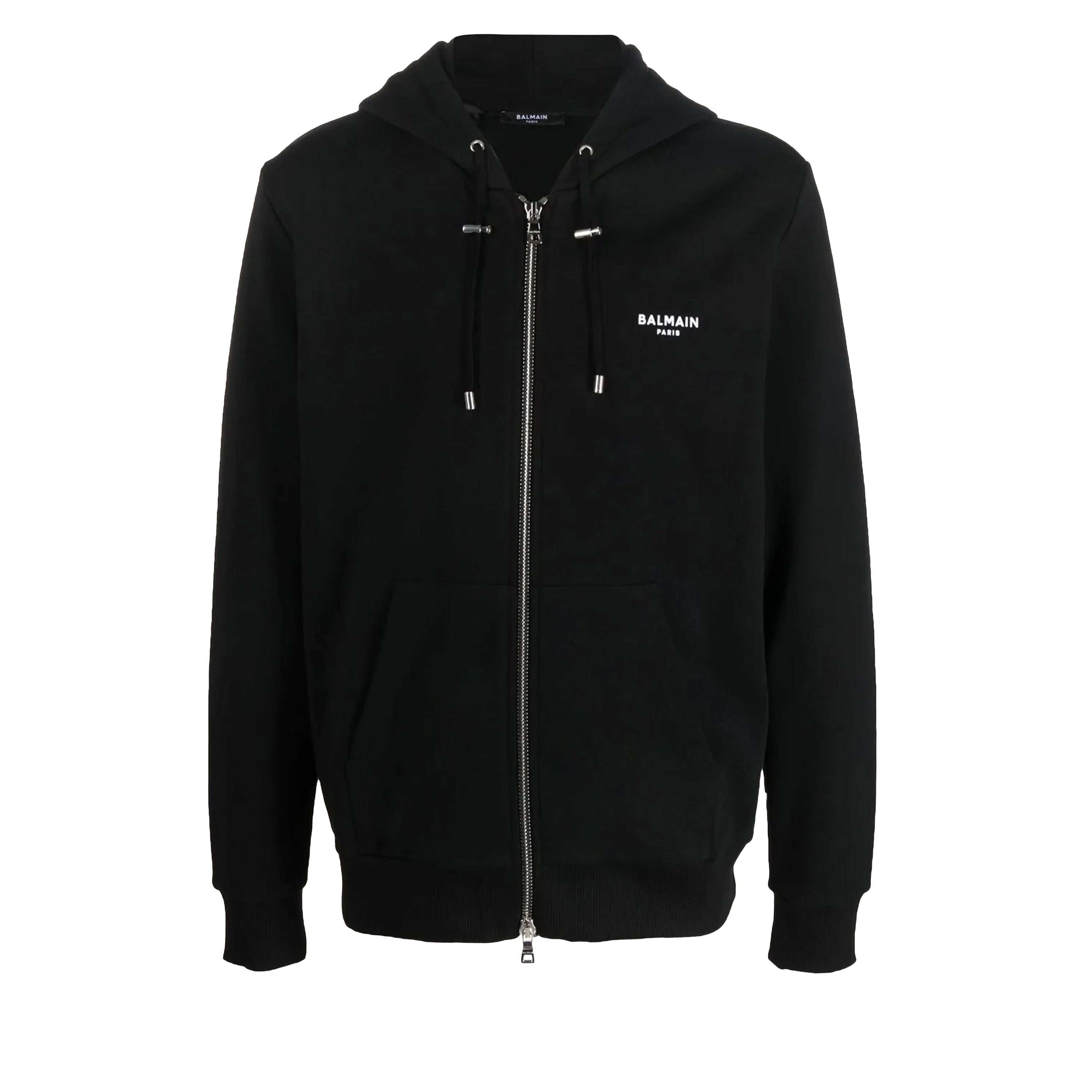 Chaqueta Negra Balmain Logo Zipped