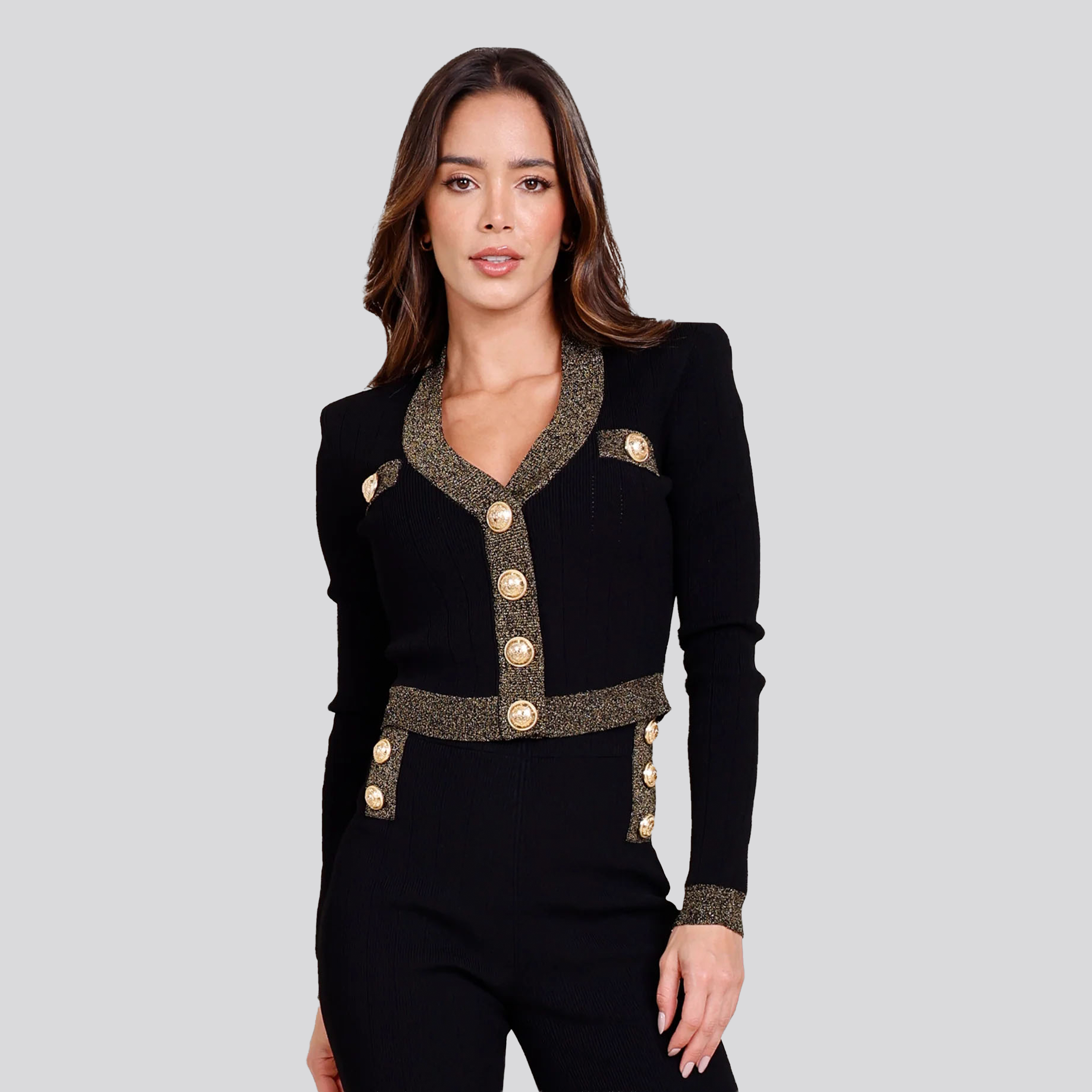 Suéter Cardigan Negro Gold Edge