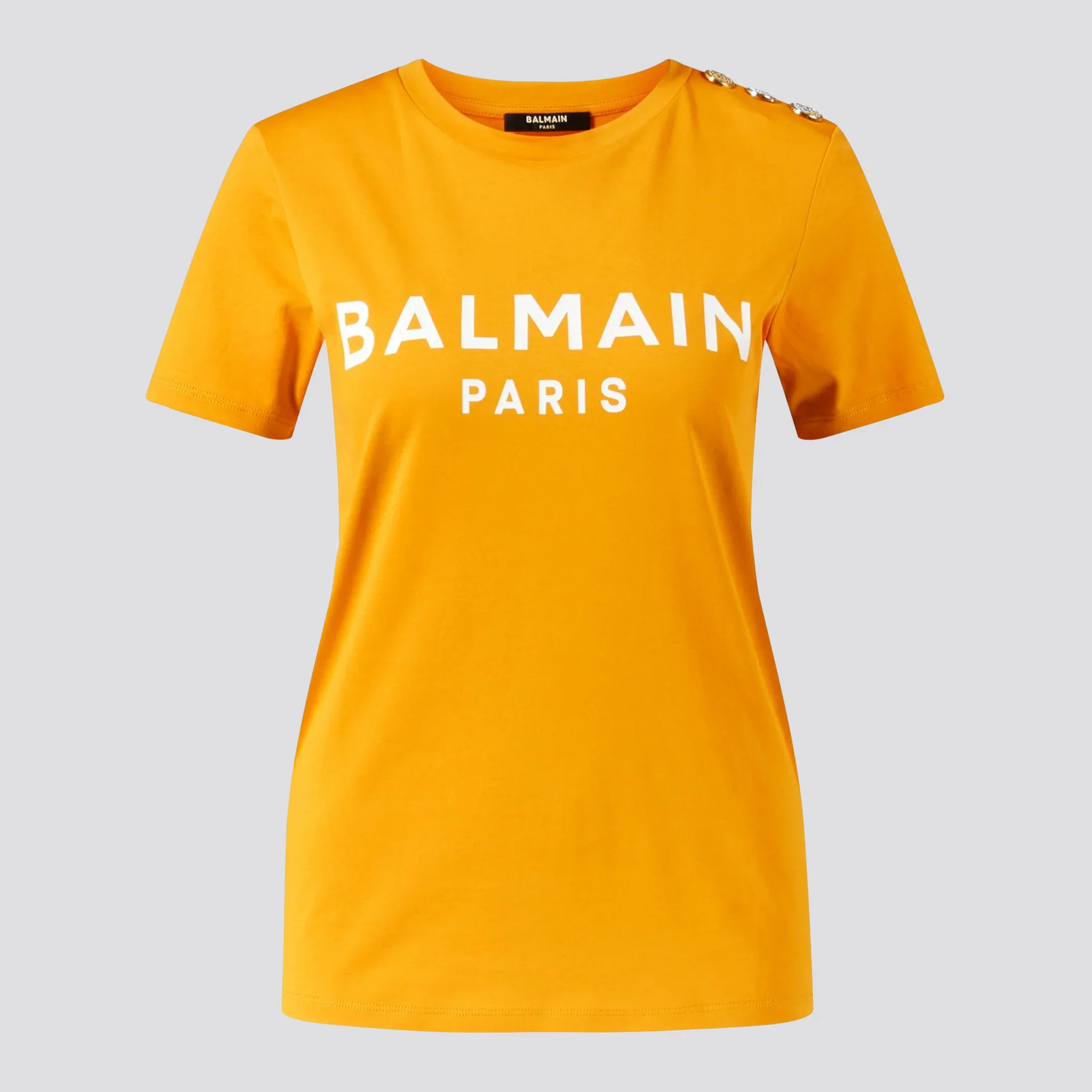 Camiseta Naranja Balmain Logo 3 Btn