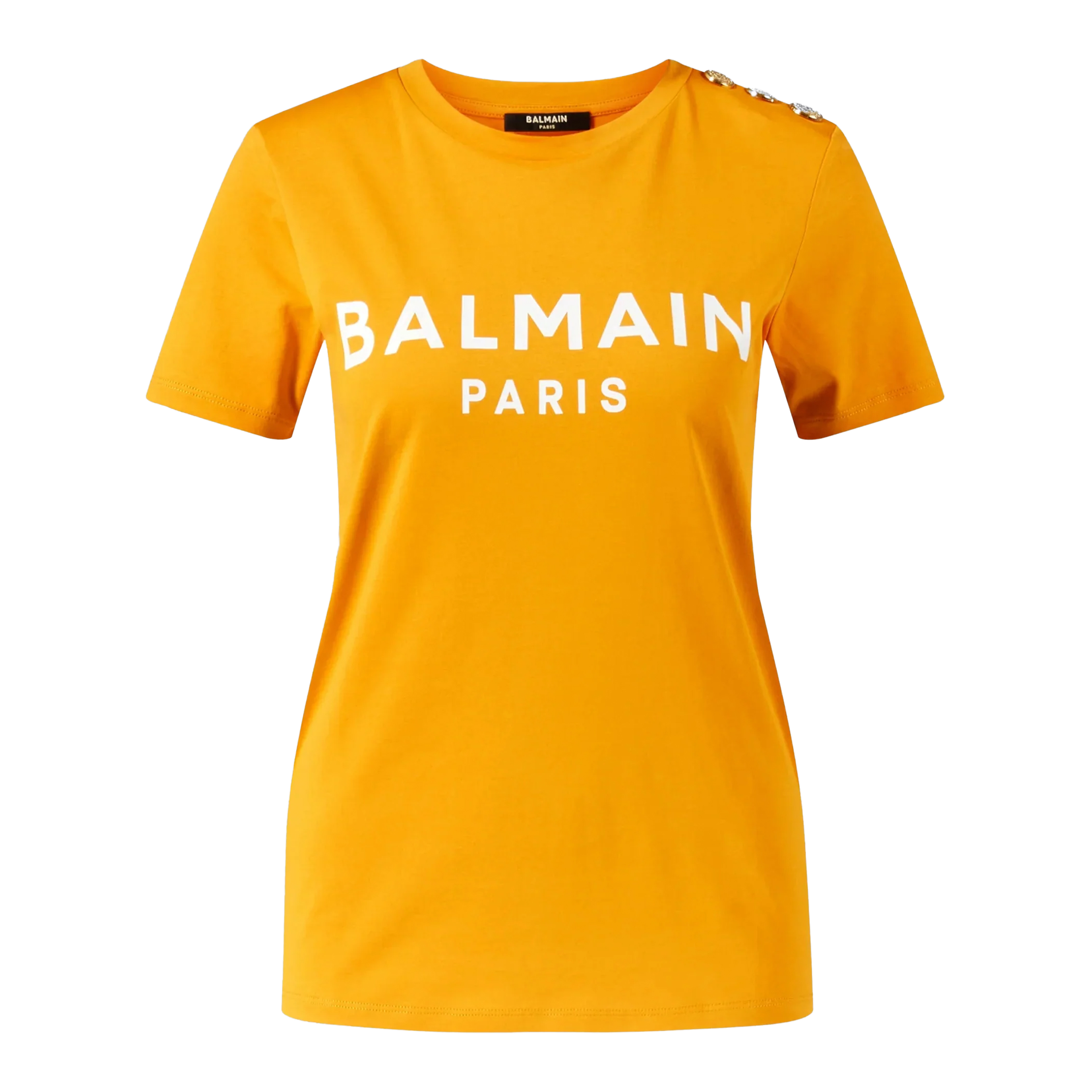 Camiseta Naranja Balmain Logo 3 Btn