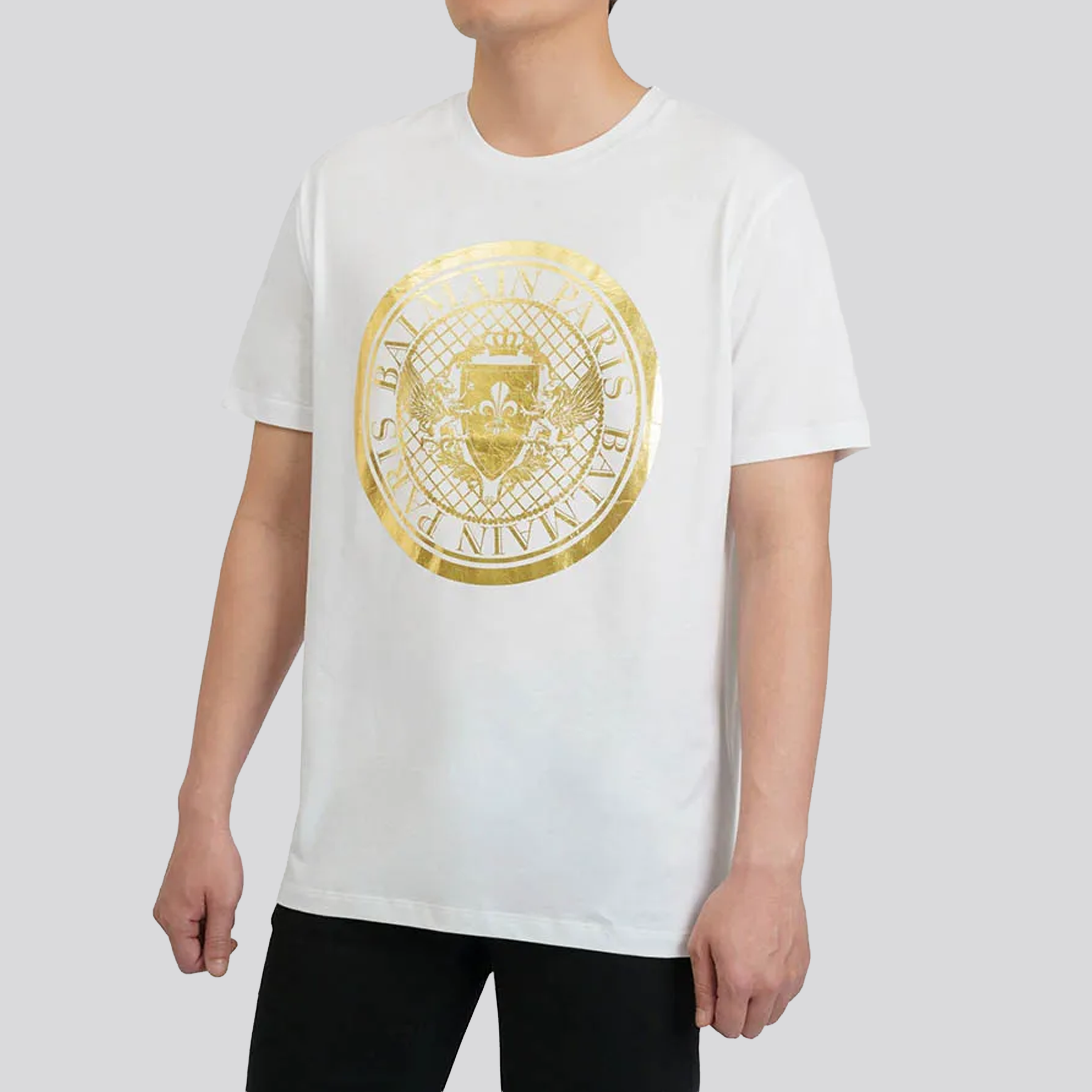 Camiseta Blanca Balmain Coin Foil