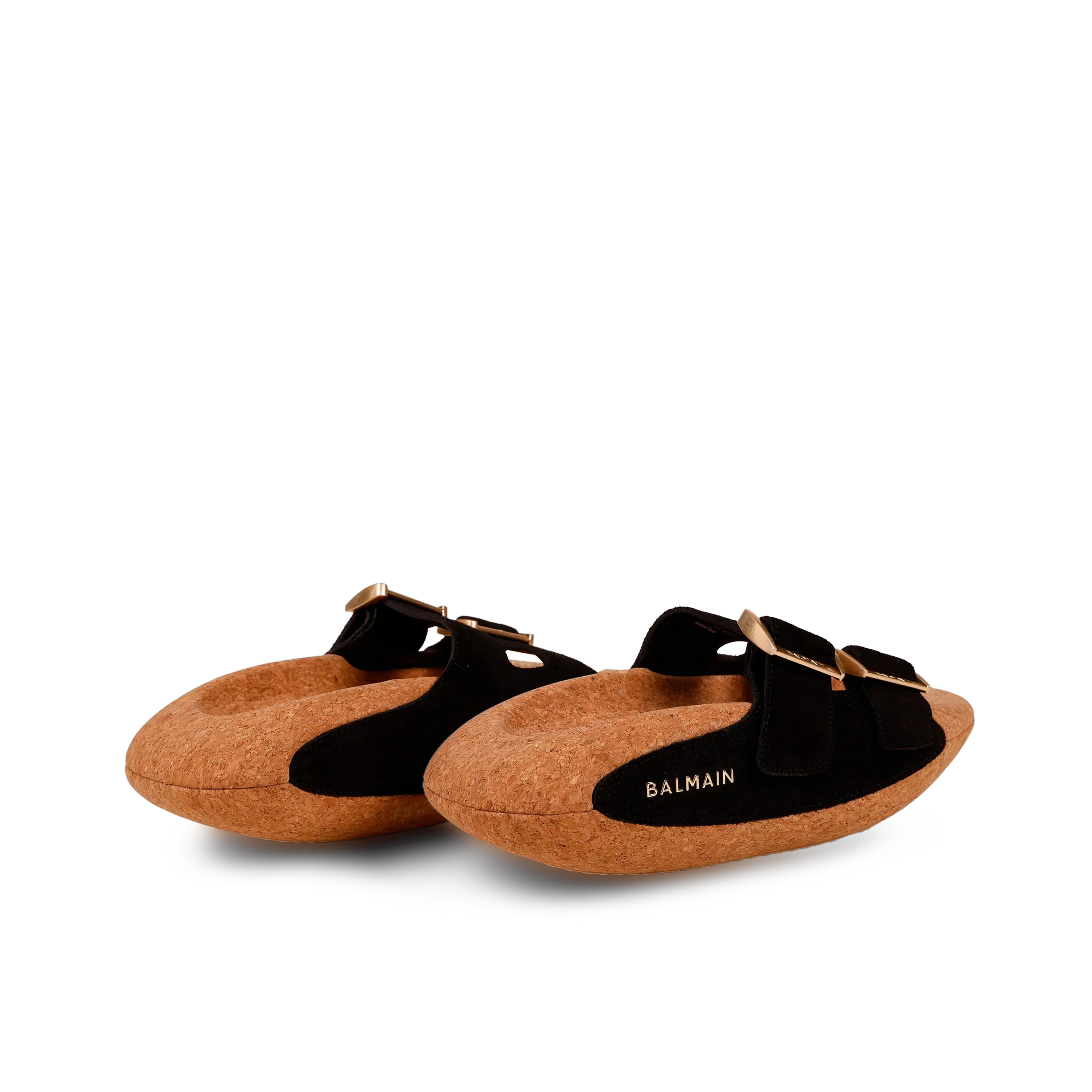 Sandalias Negras Balmain BoIt-Cuir Suede&liege