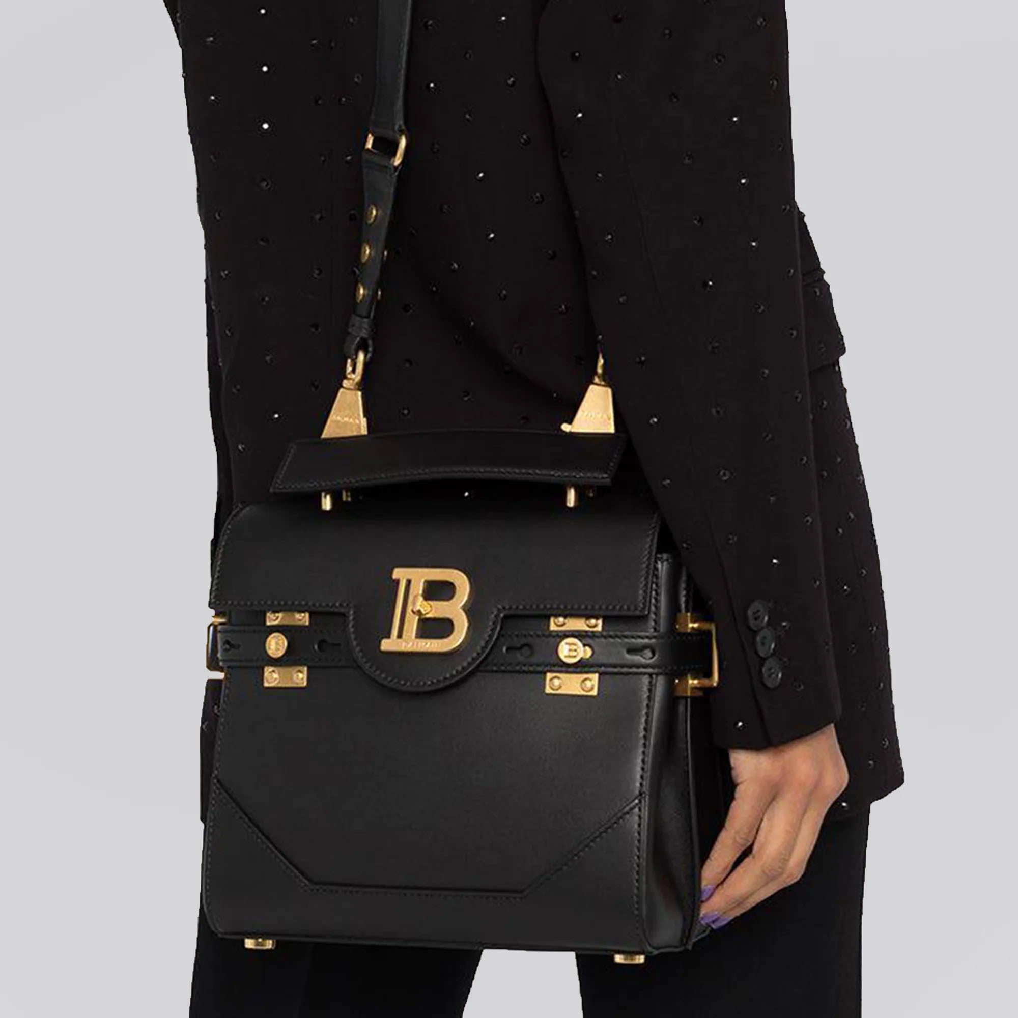 Cartera Negra Balmain Bbuzz Leather