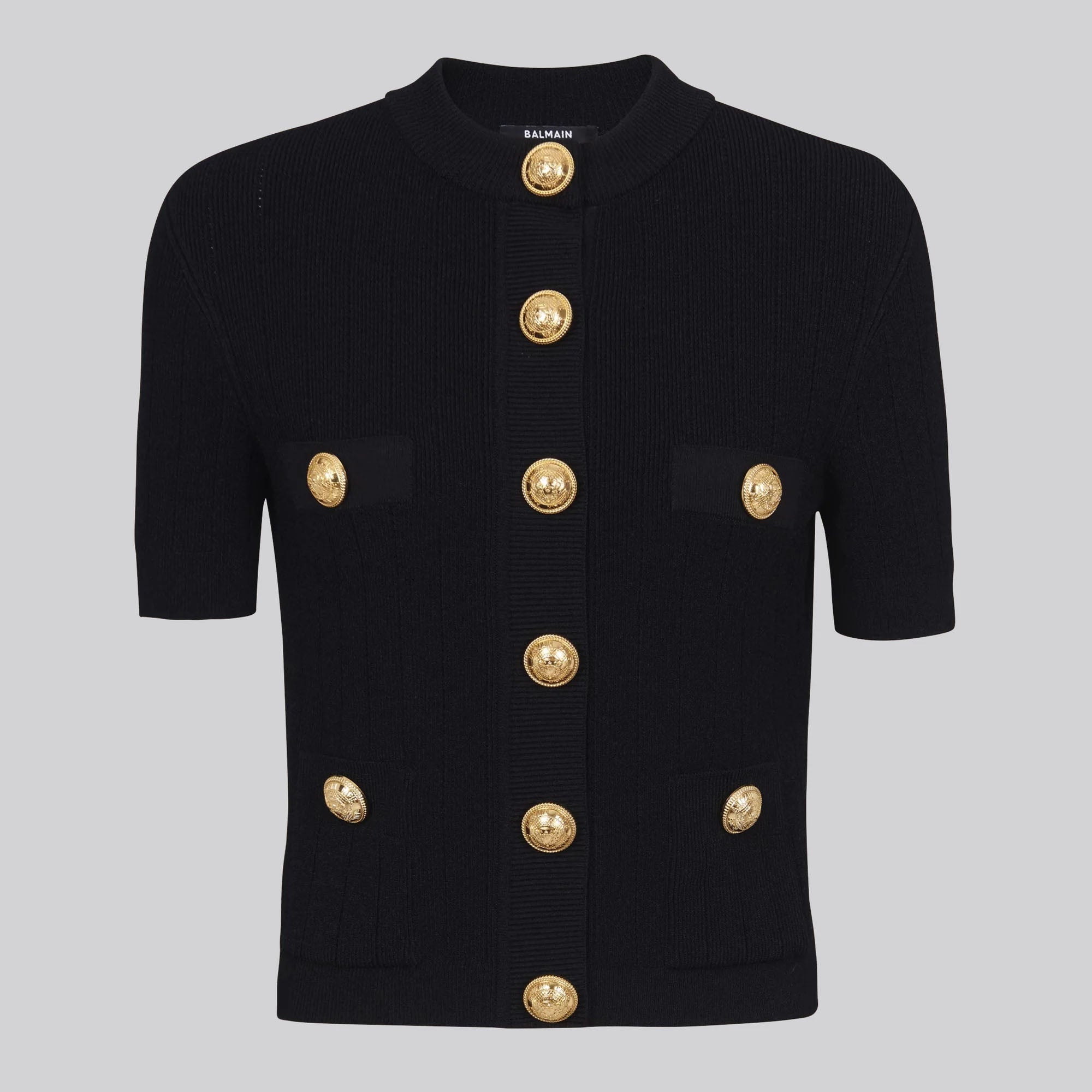 Top Negro Balmain 4 Pockets Buttoned