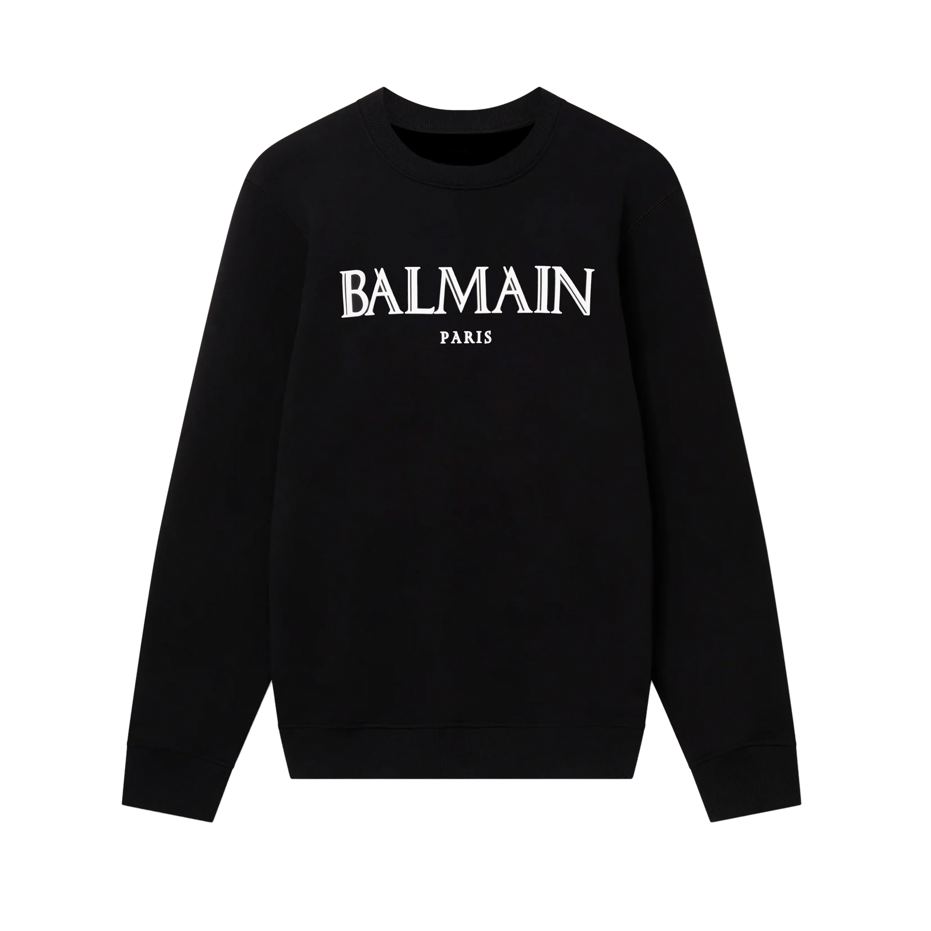 Buzo Negro Balmain Paris Tipografía Romana