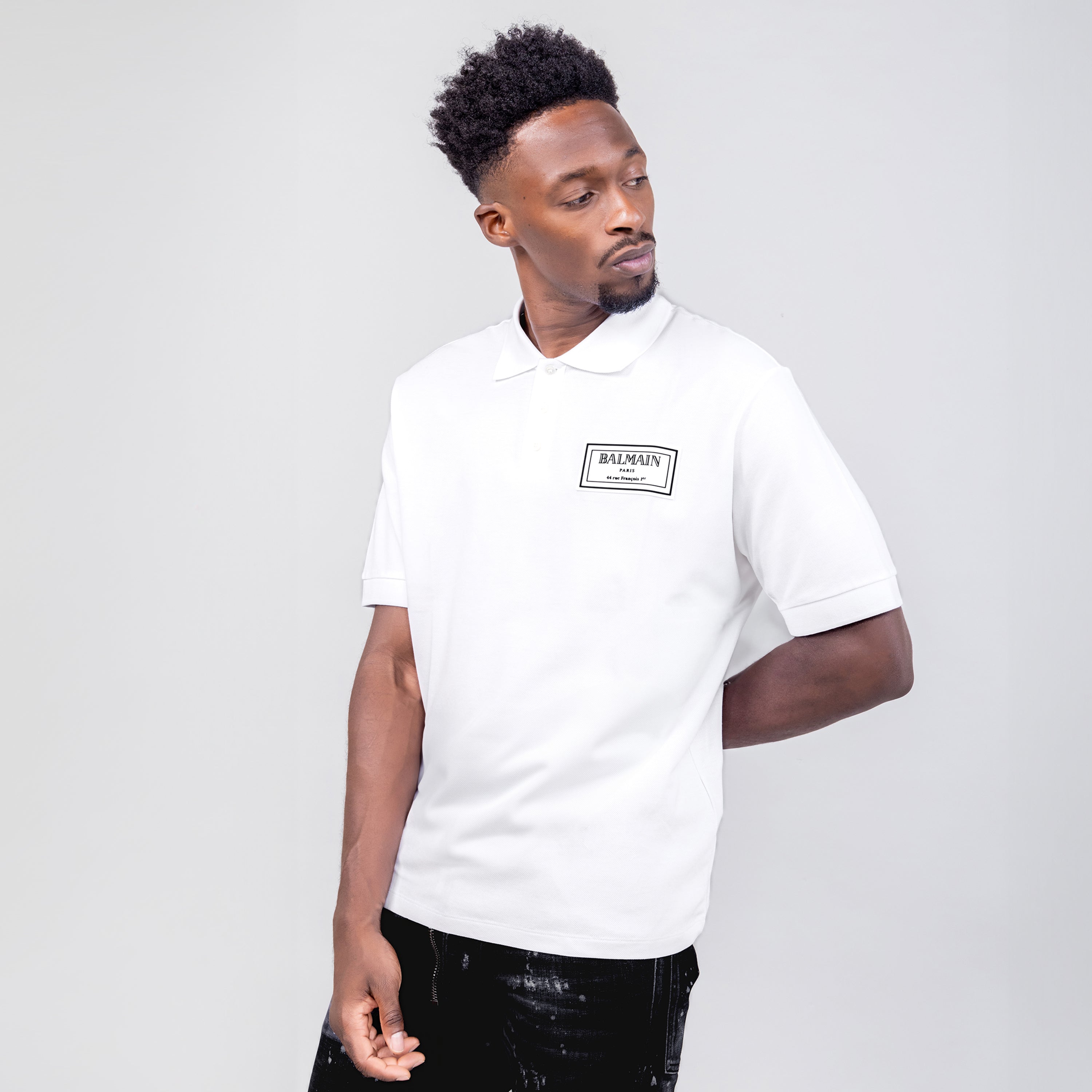 Camiseta Tipo Polo Blanca Balmain Pique