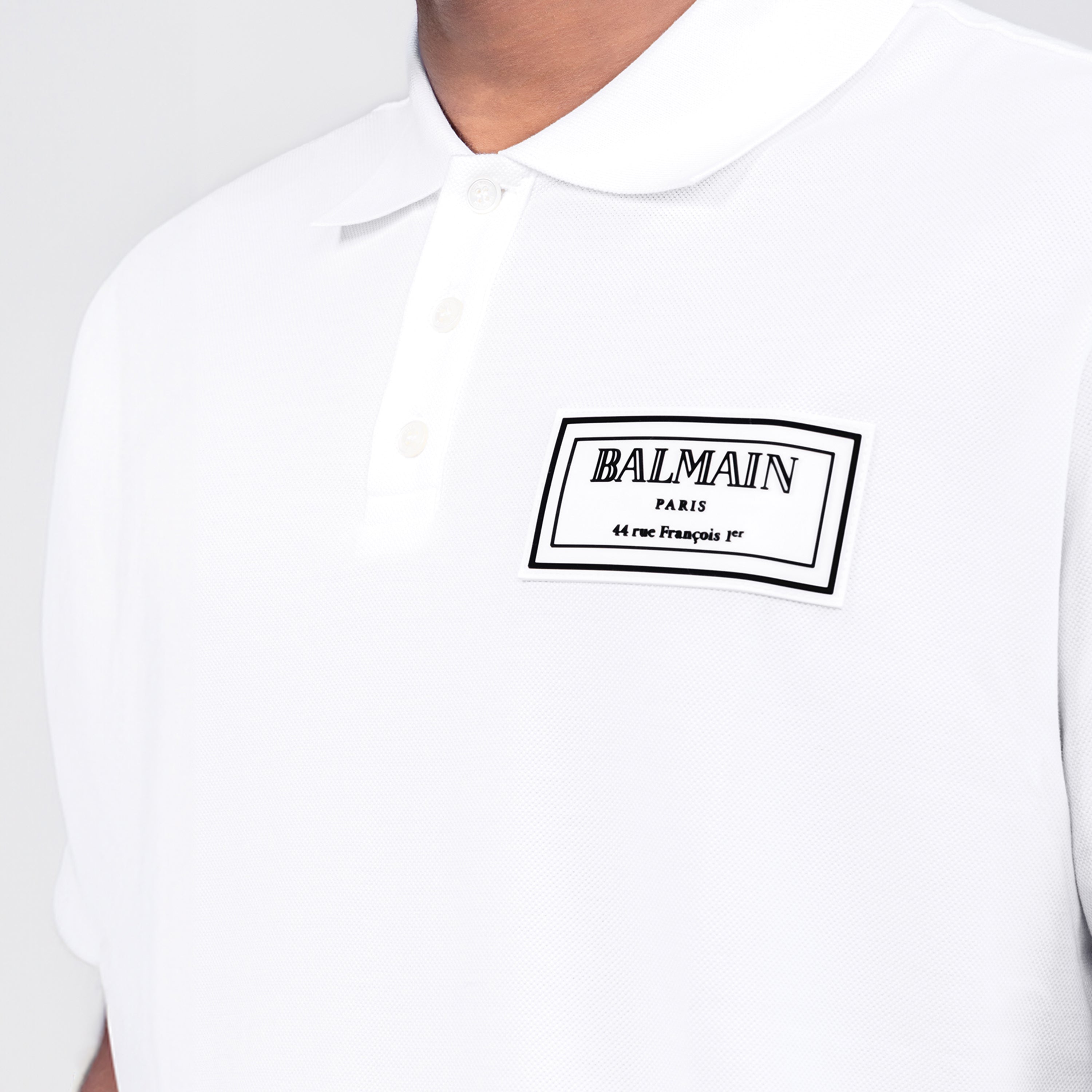 Camiseta Tipo Polo Blanca Balmain Pique