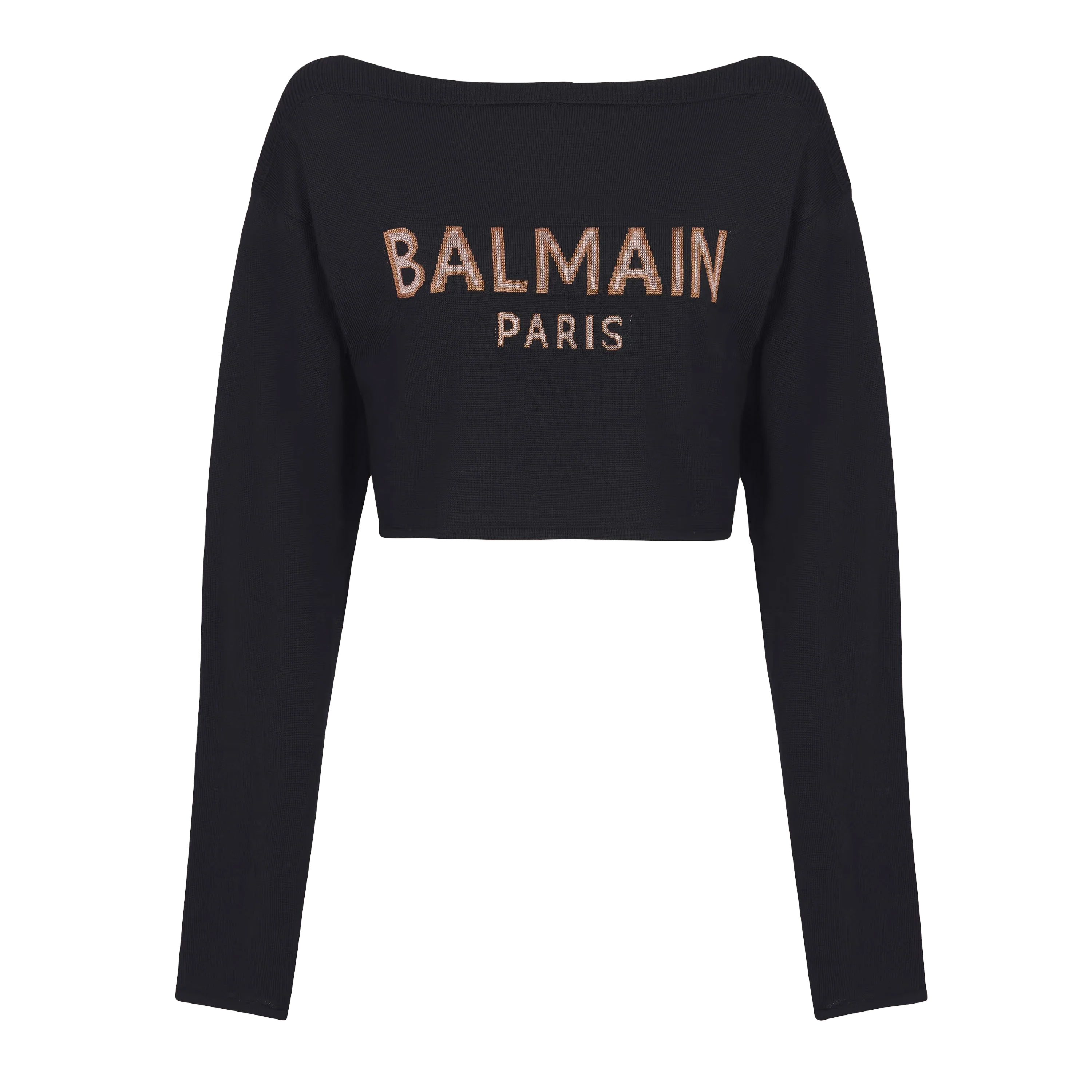 Suéter Negro Balmain Paris Logo Cropped