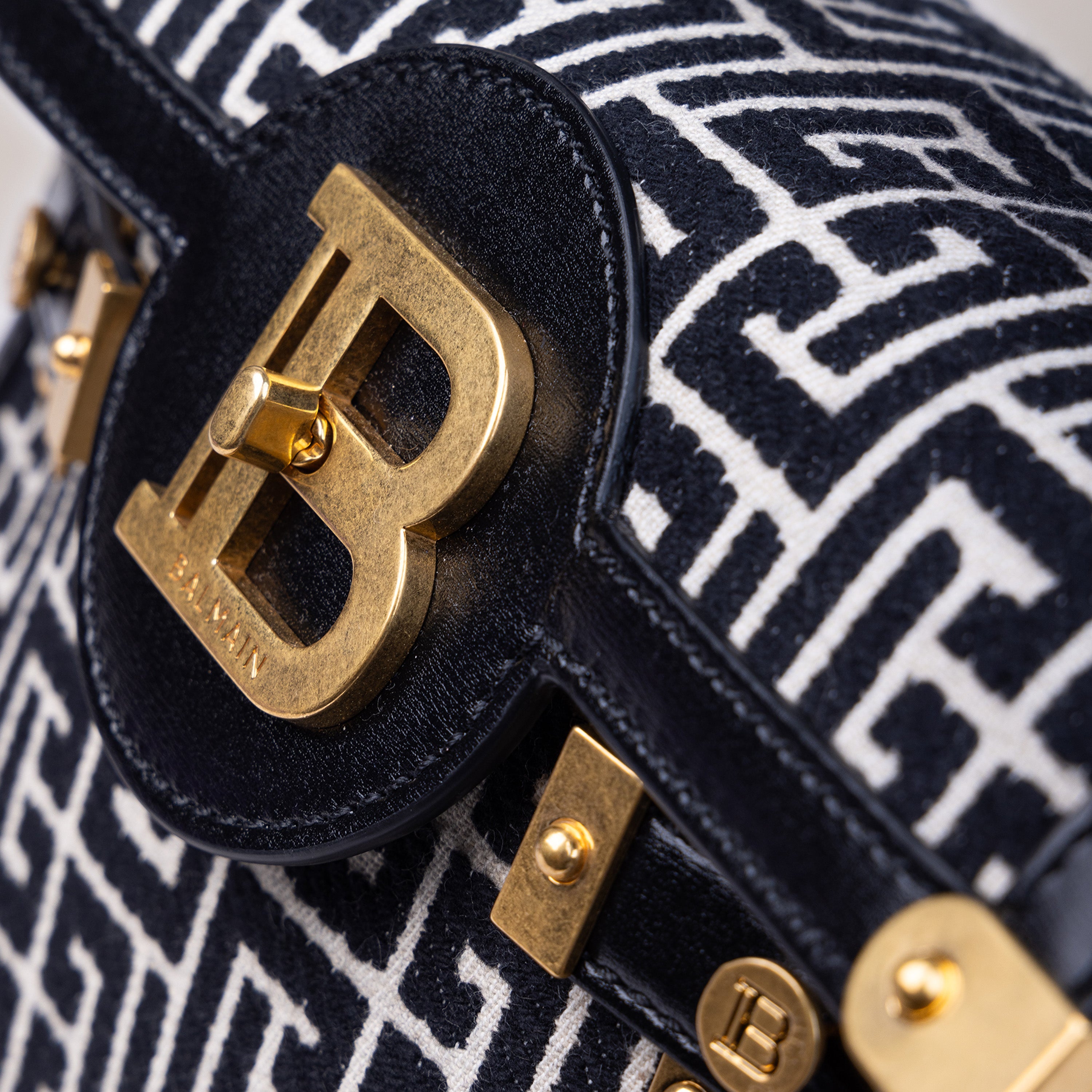 Cartera Negra Balmain Crossbody 1945 Jacquard