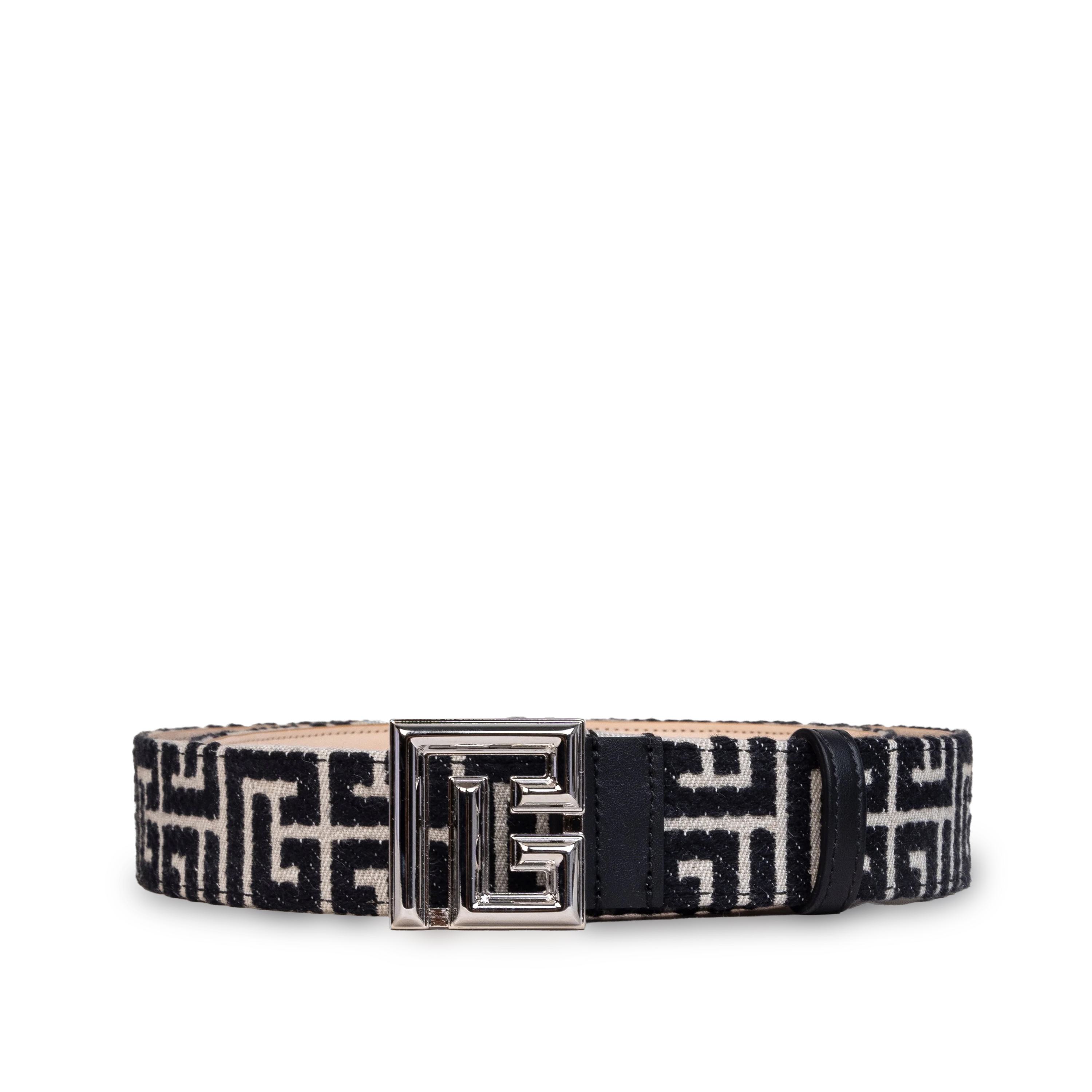 Cinturón Negro Balmain Silver Monogram 35 mm