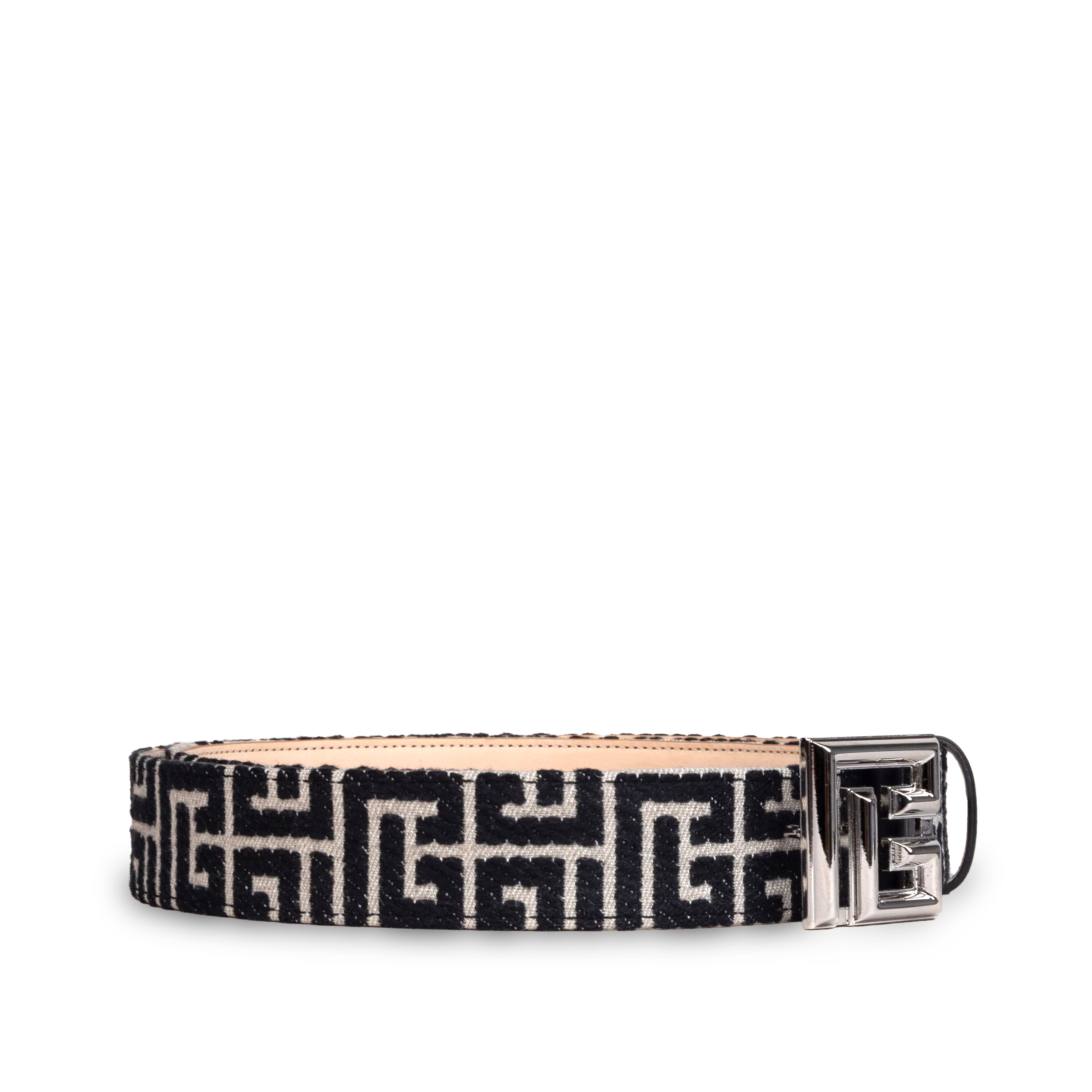 Cinturón Negro Balmain Silver Monogram 35 mm