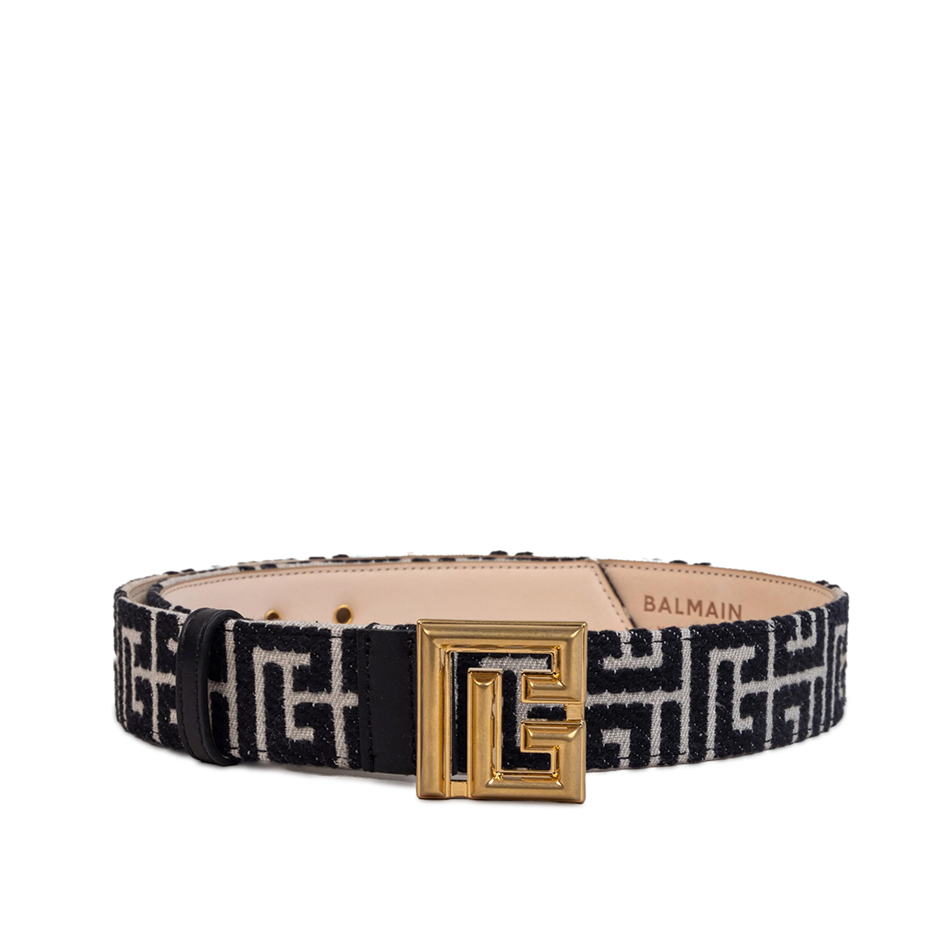 Cinturón Negro Balmain Gold Monogram 35 Mm