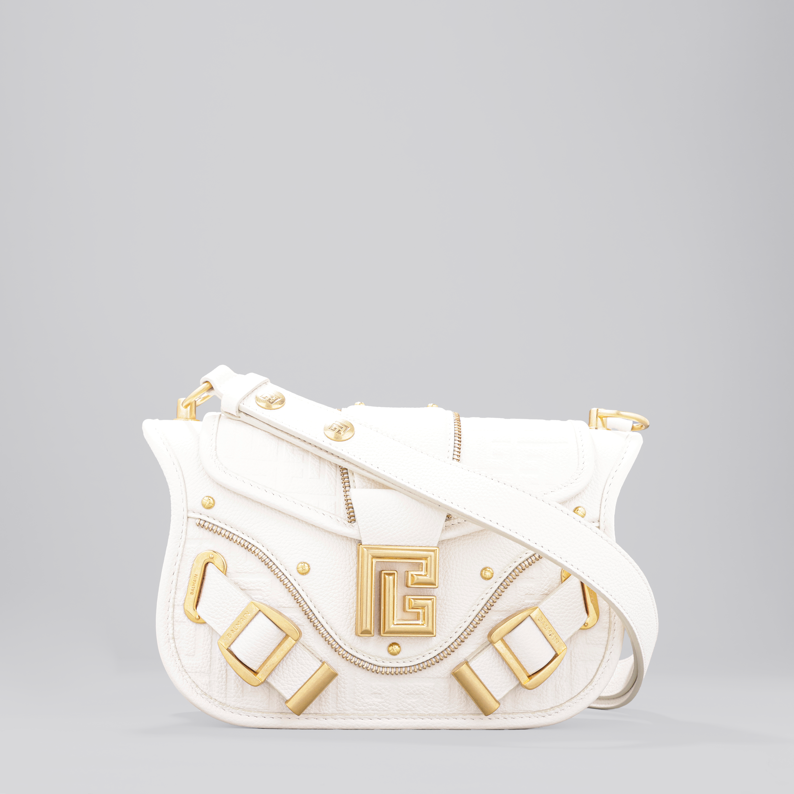 Cartera Blanca Balmain S-Cuir Graine Monogram