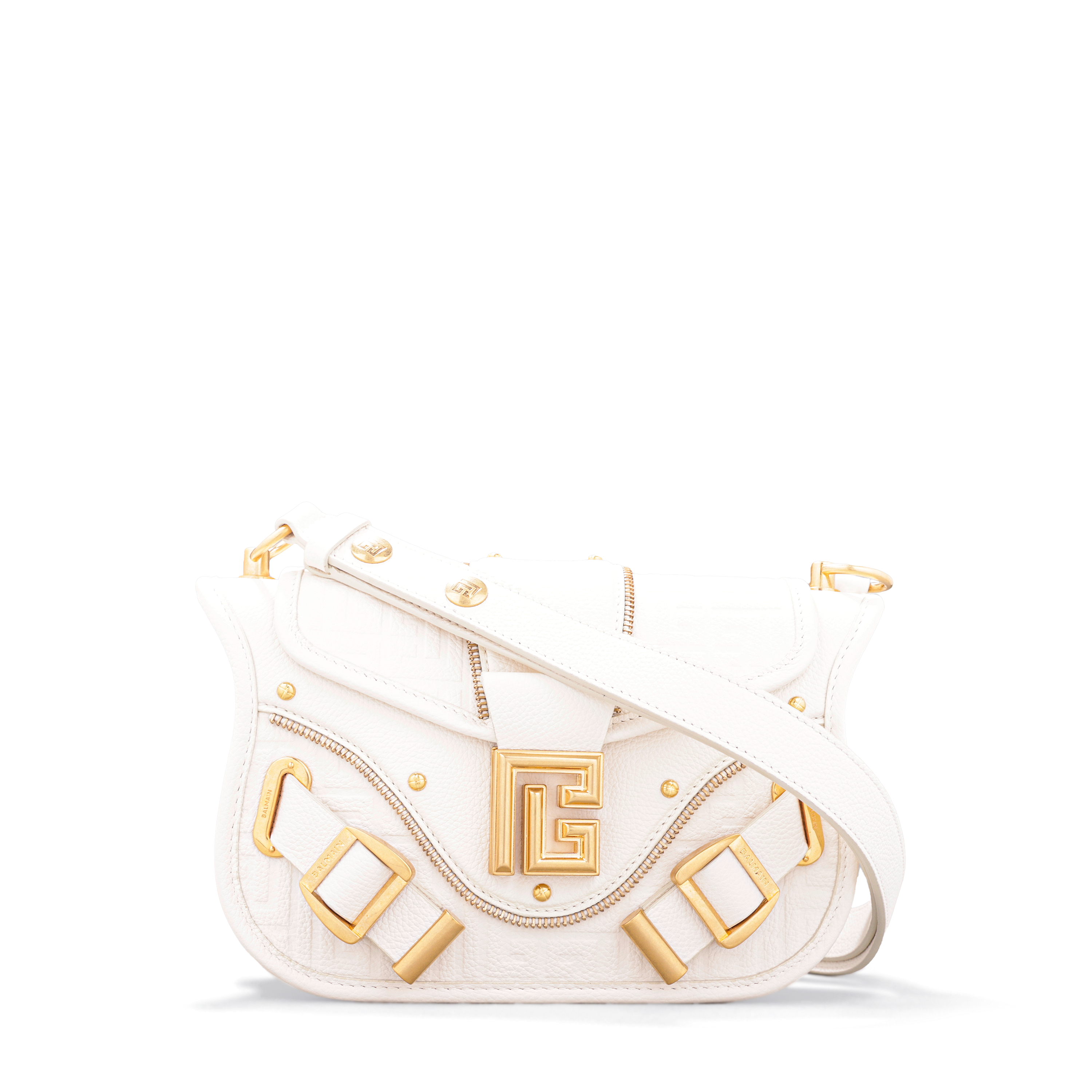 Cartera Blanca Balmain S-Cuir Graine Monogram