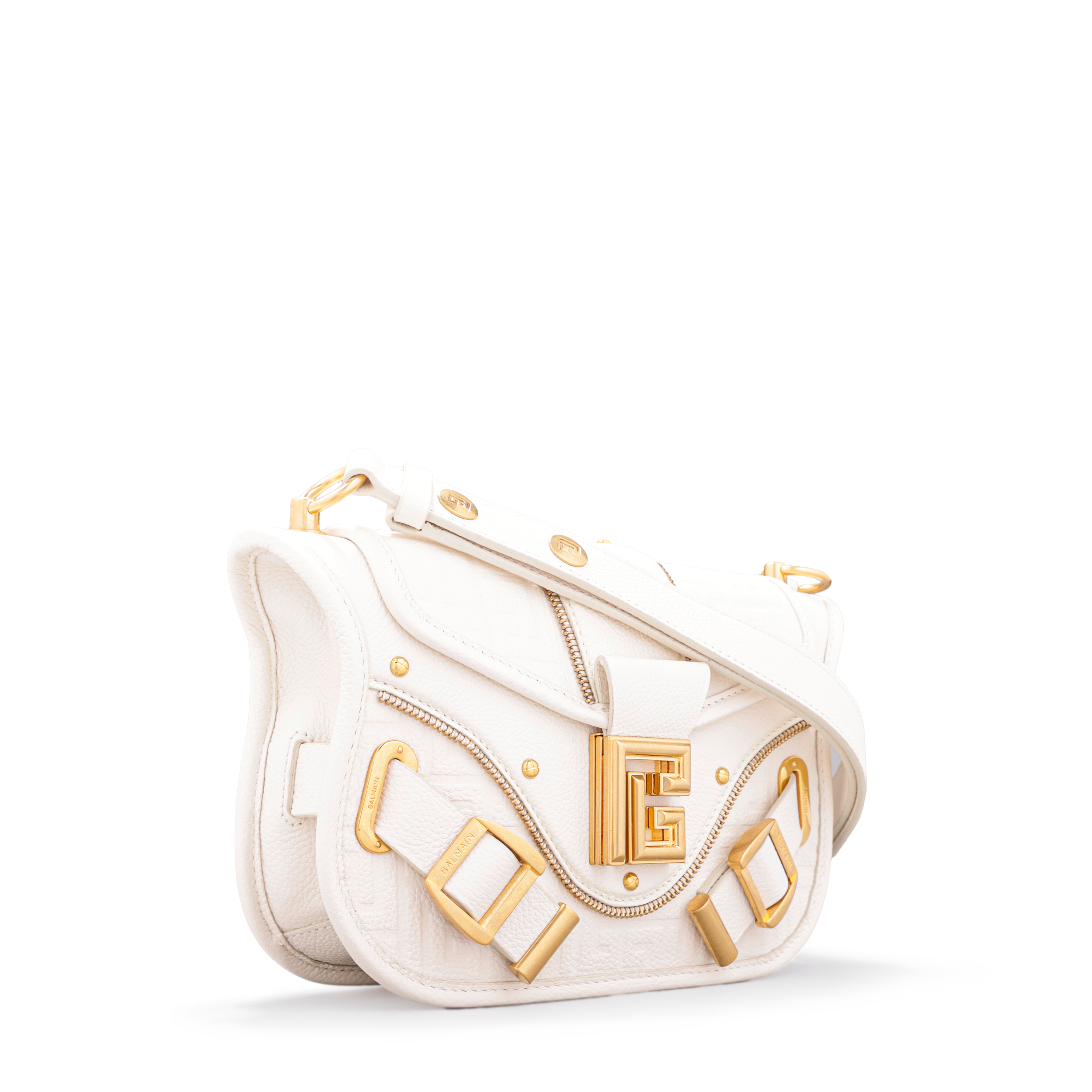 Cartera Blanca Balmain S-Cuir Graine Monogram