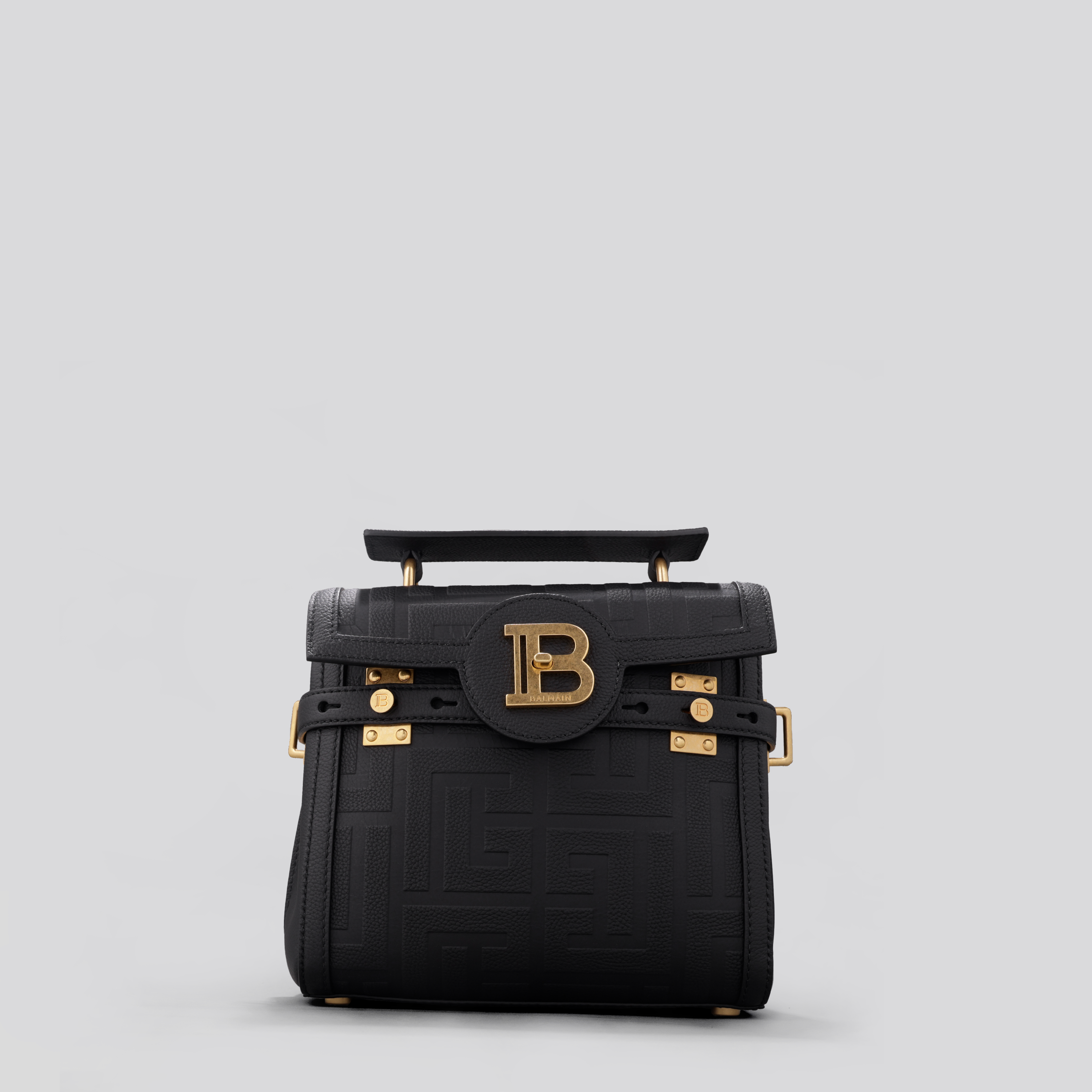 Cartera Negra Balmain Bbuzz 23-Cuir Graine Monogram