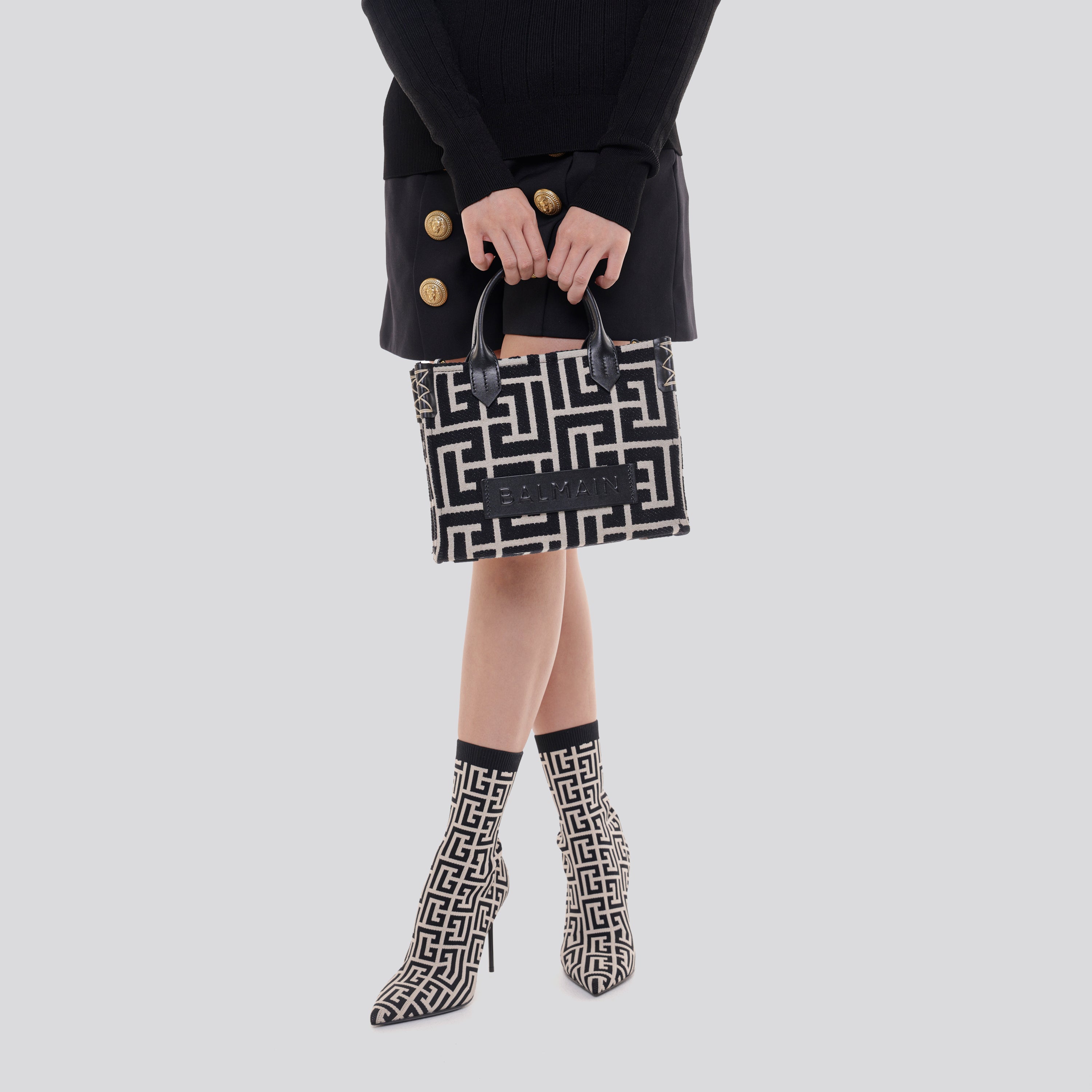 Cartera Negra Balmain B-Army Shopper Small Monogram