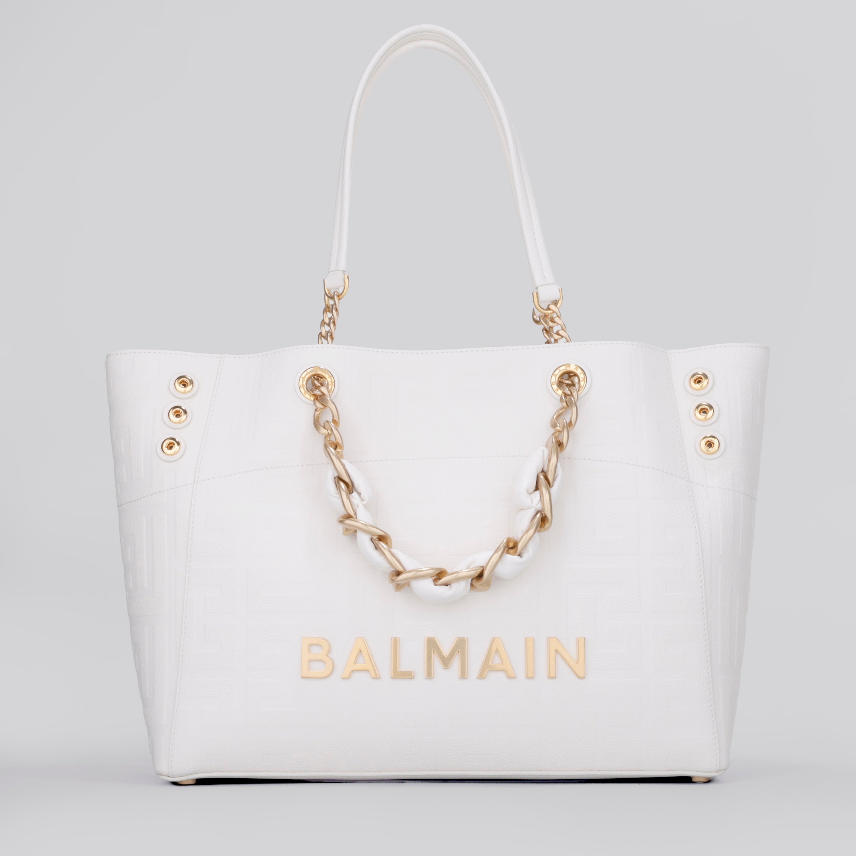 Cartera Blanca Balmain Graine Monogram