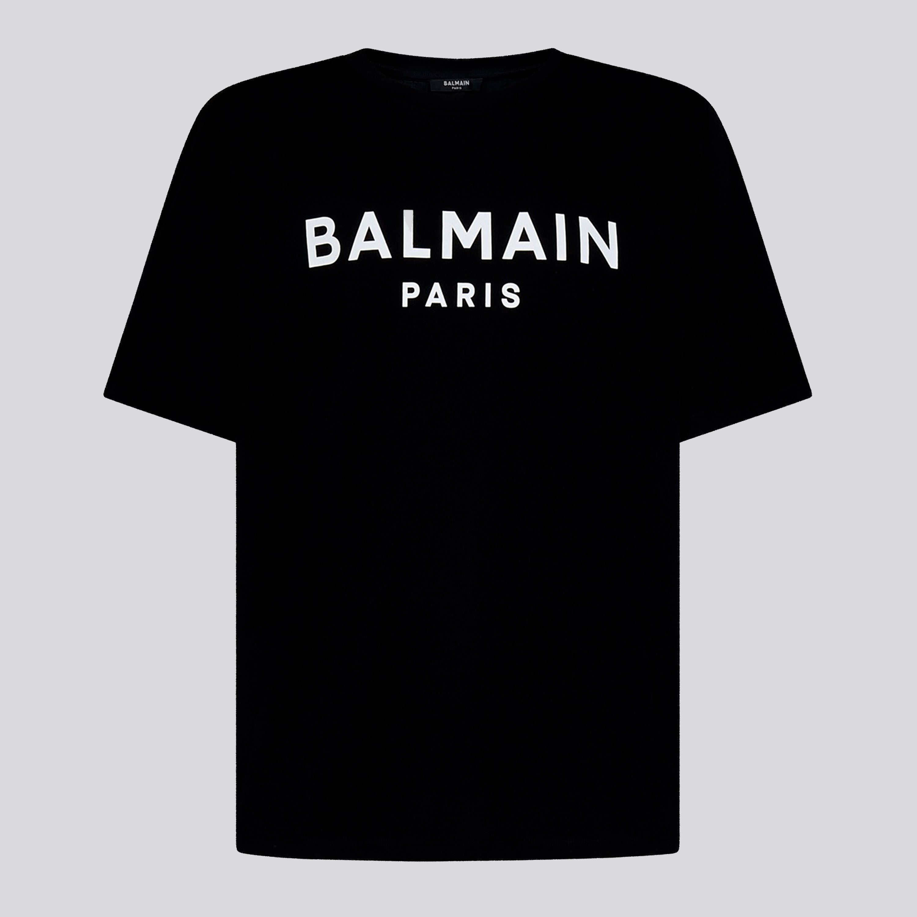 Camiseta Negra Balmain Paris Logo