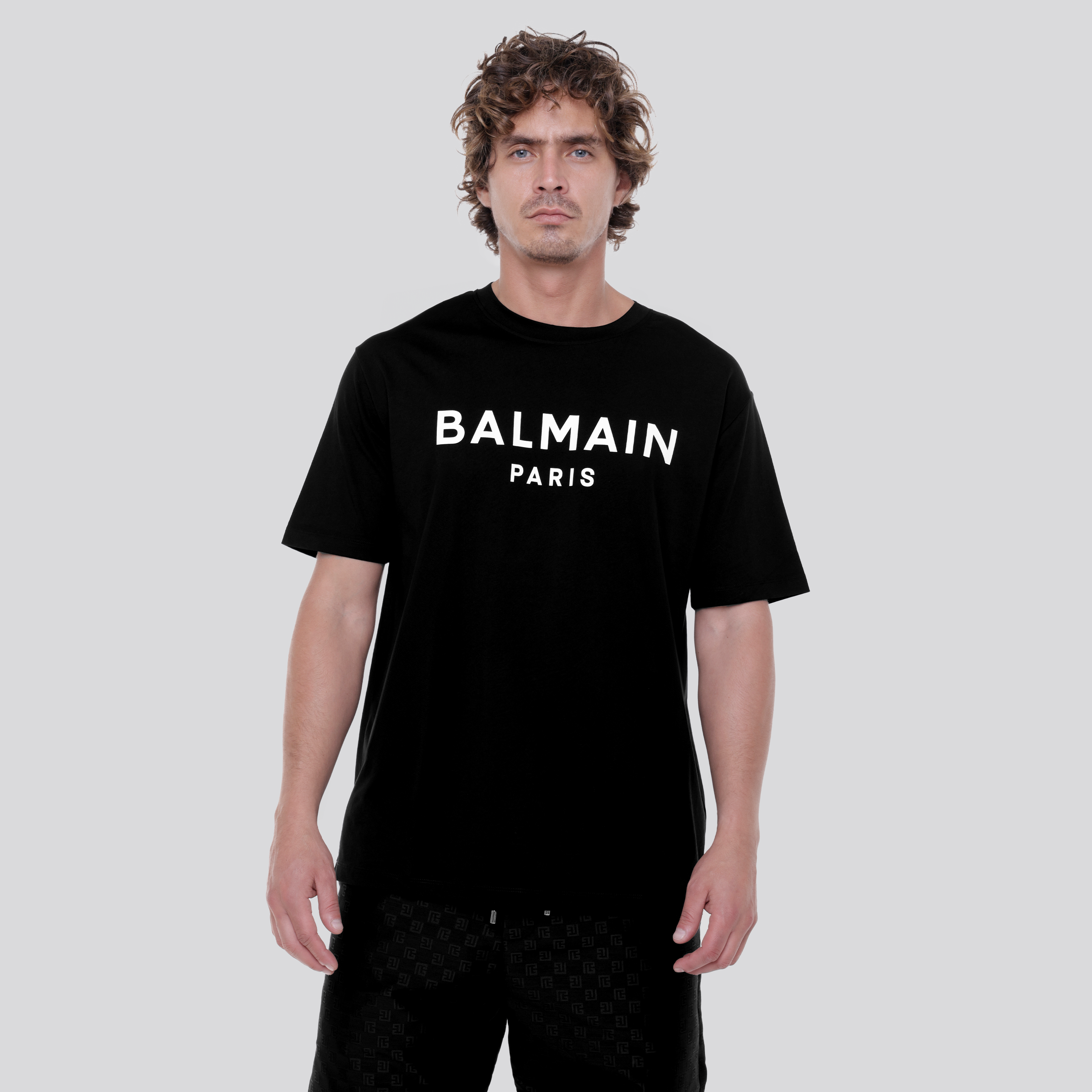 Camiseta Negra Balmain Paris Logo