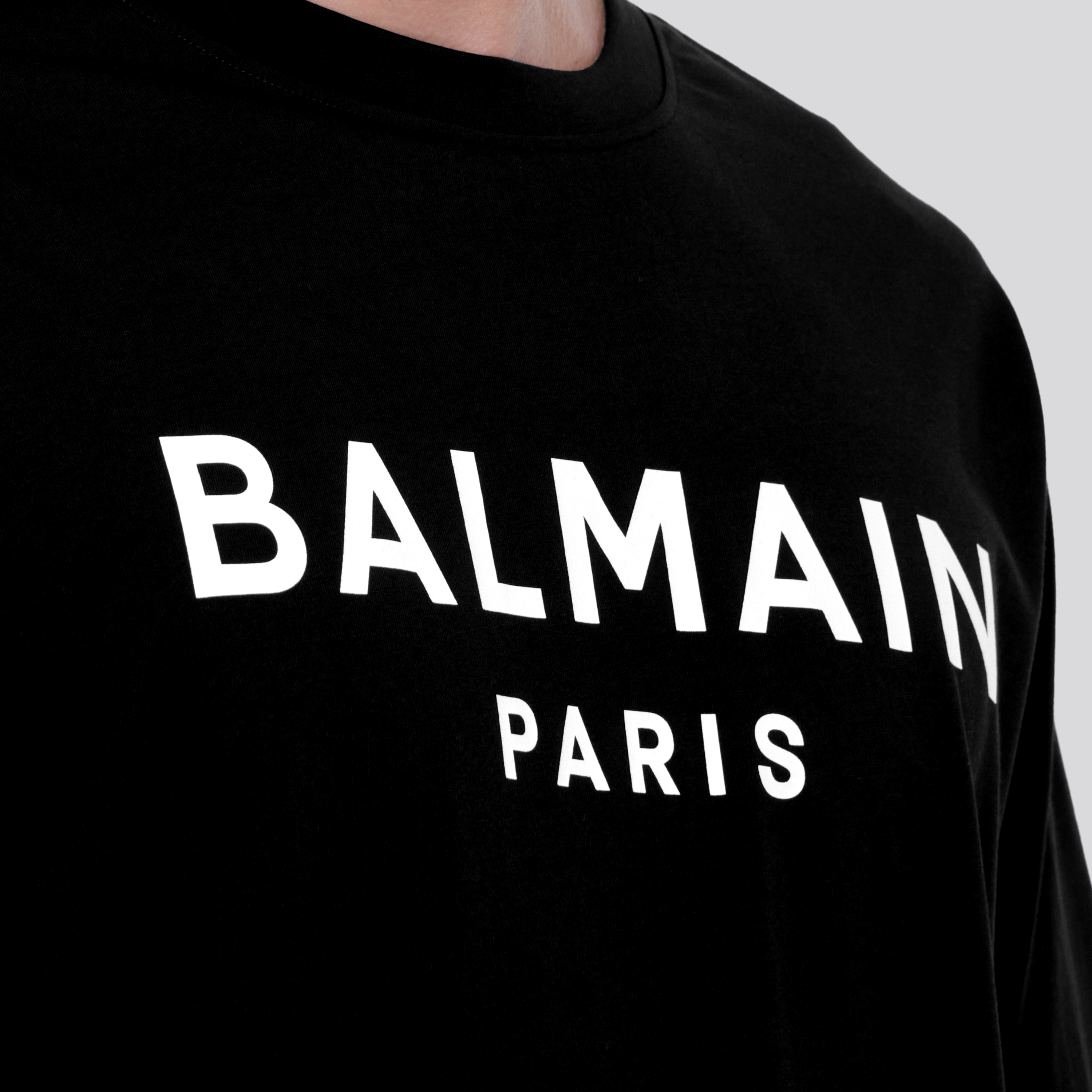 Camiseta Negra Balmain Paris Logo