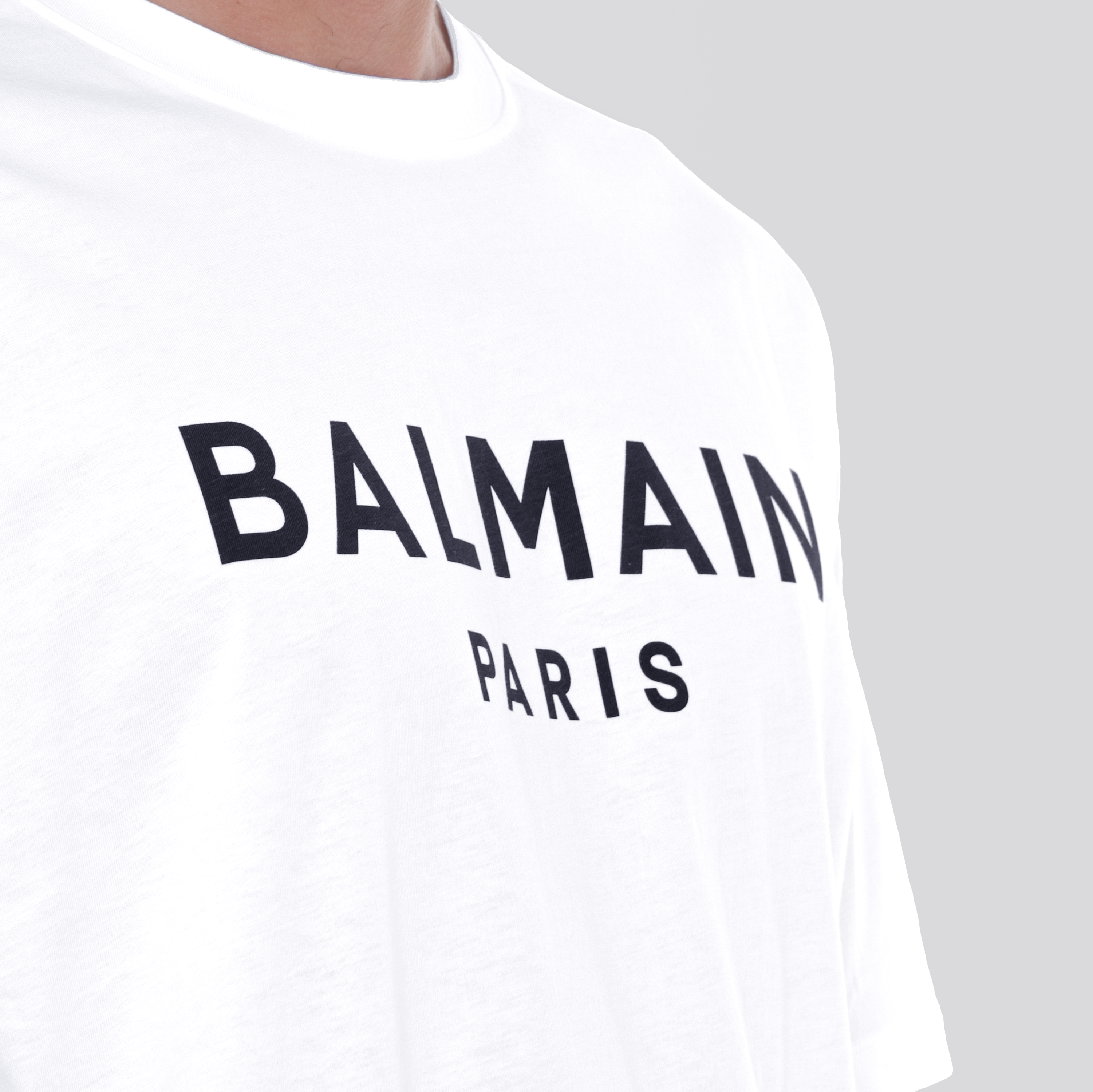 Camiseta Blanca Balmain Paris Logo