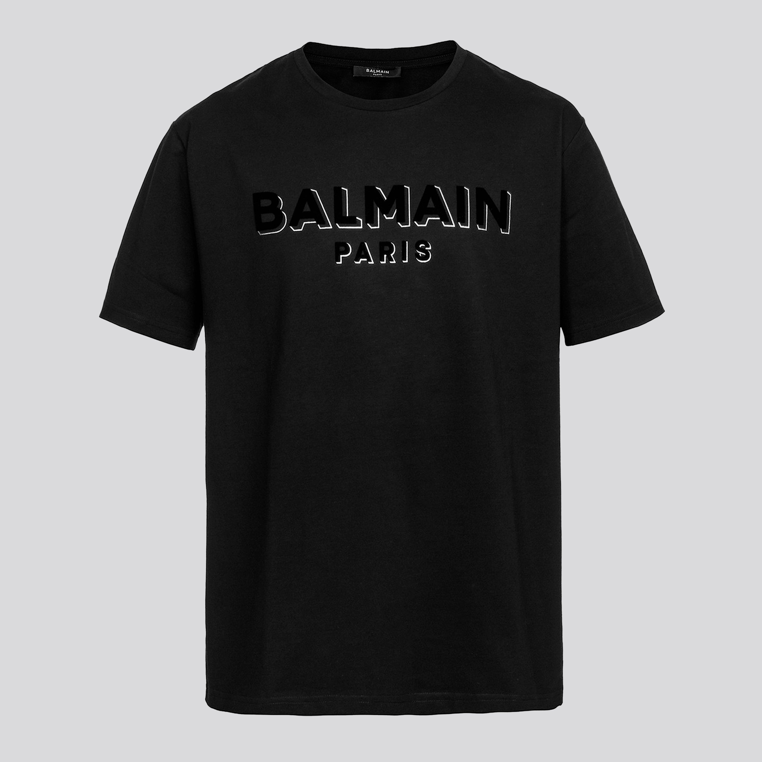 Camiseta Negra Balmain Flock & Foil