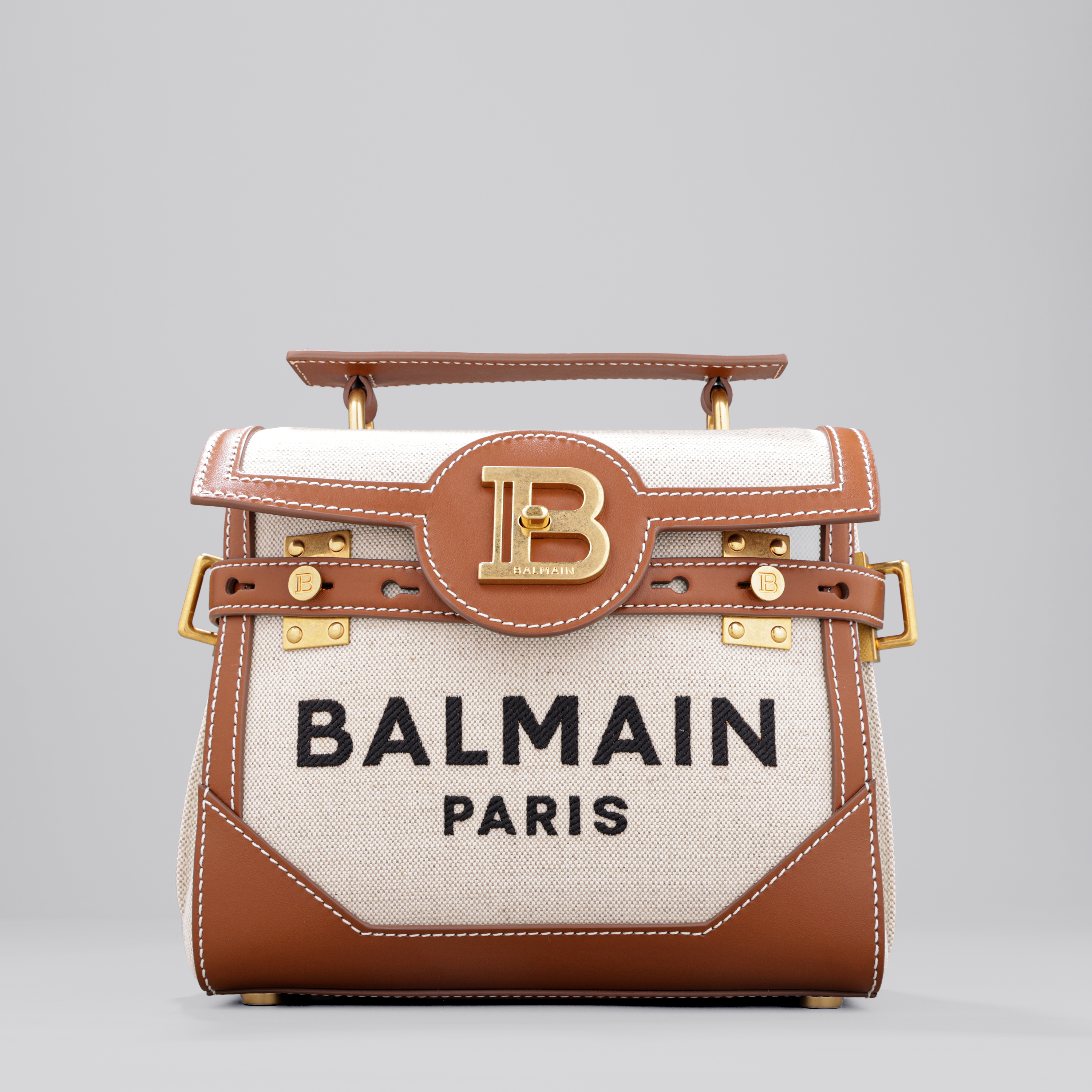 Cartera Beige Balmain Bbuz Handle 23 Logo