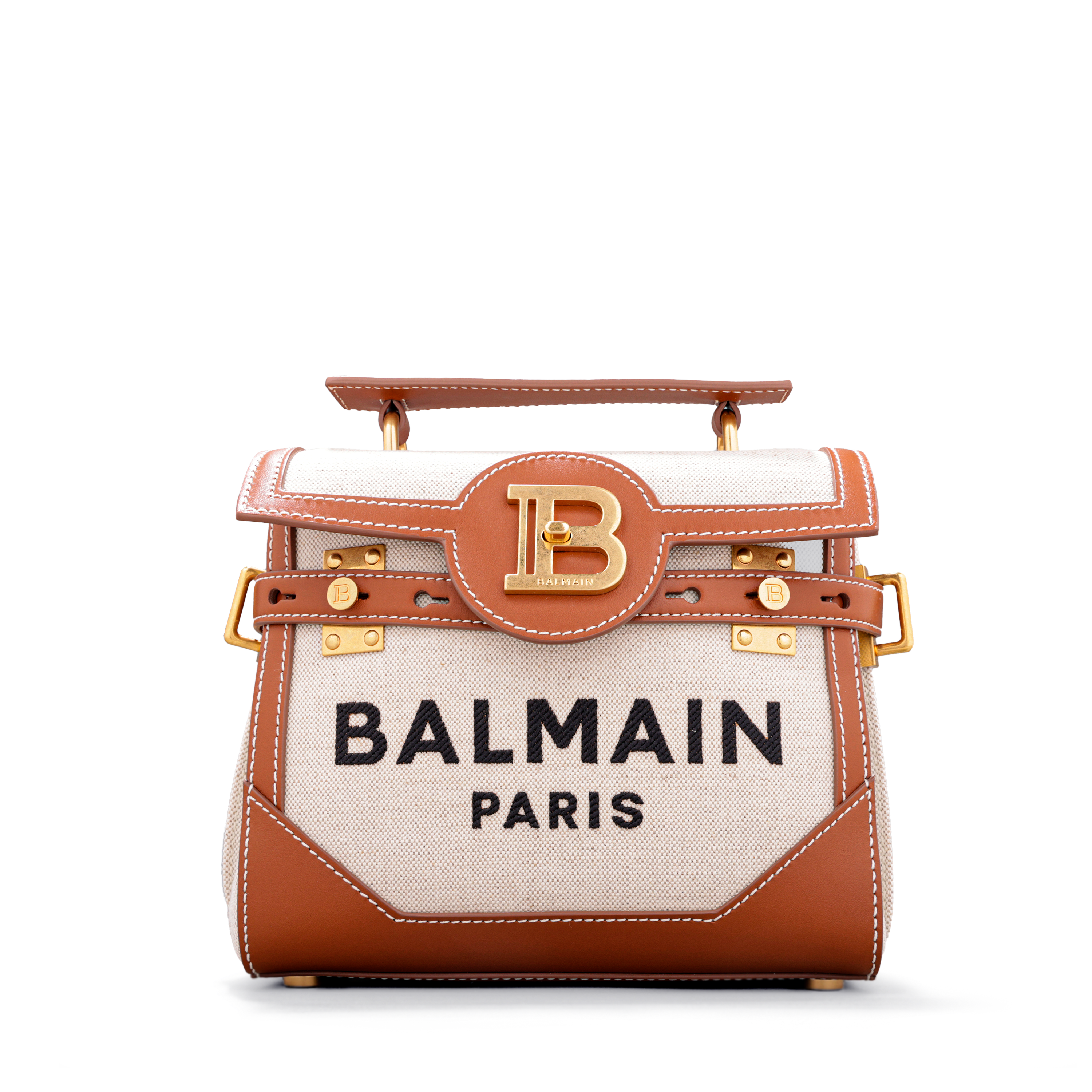 Cartera Beige Balmain Bbuz Handle 23 Logo