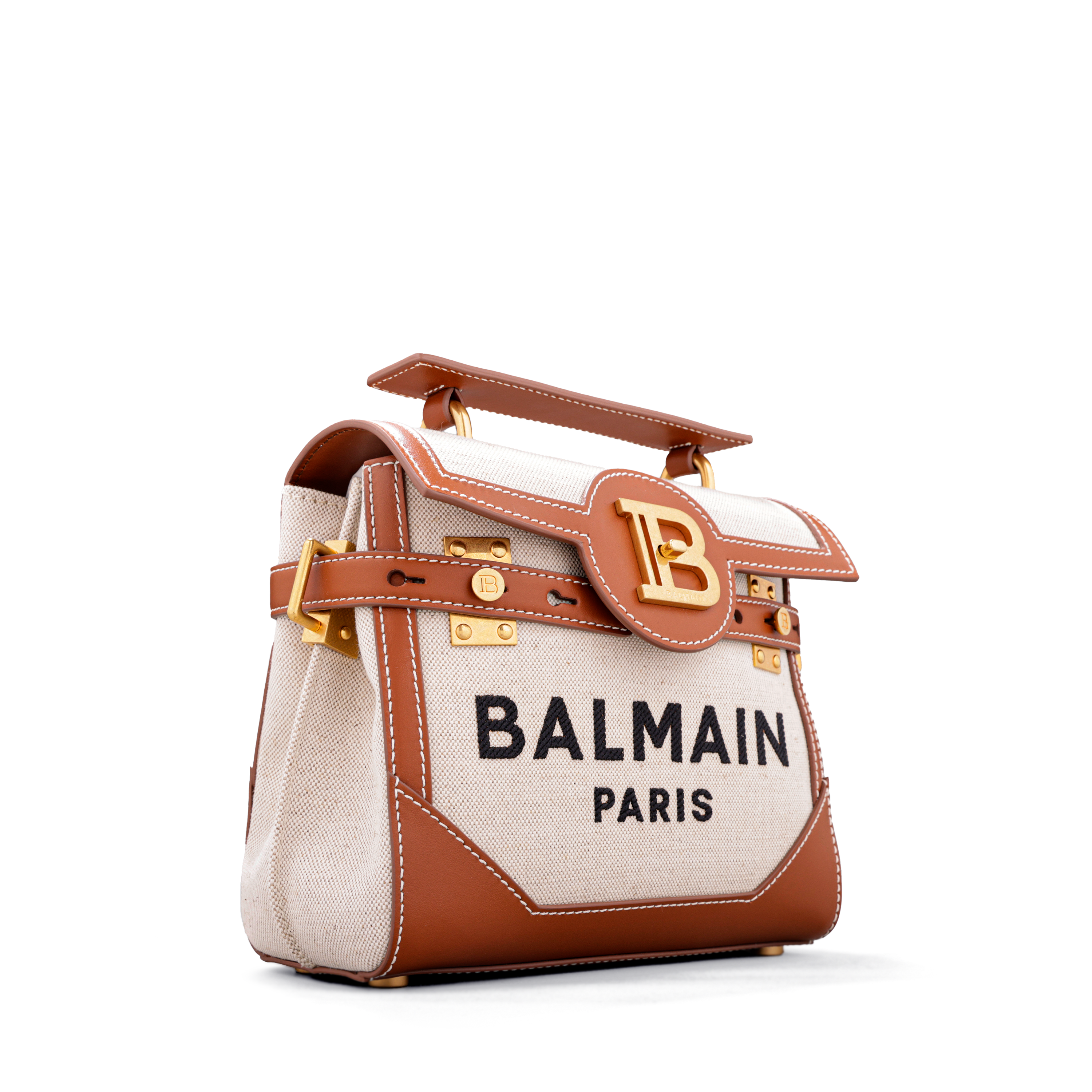 Cartera Beige Balmain Bbuz Handle 23 Logo