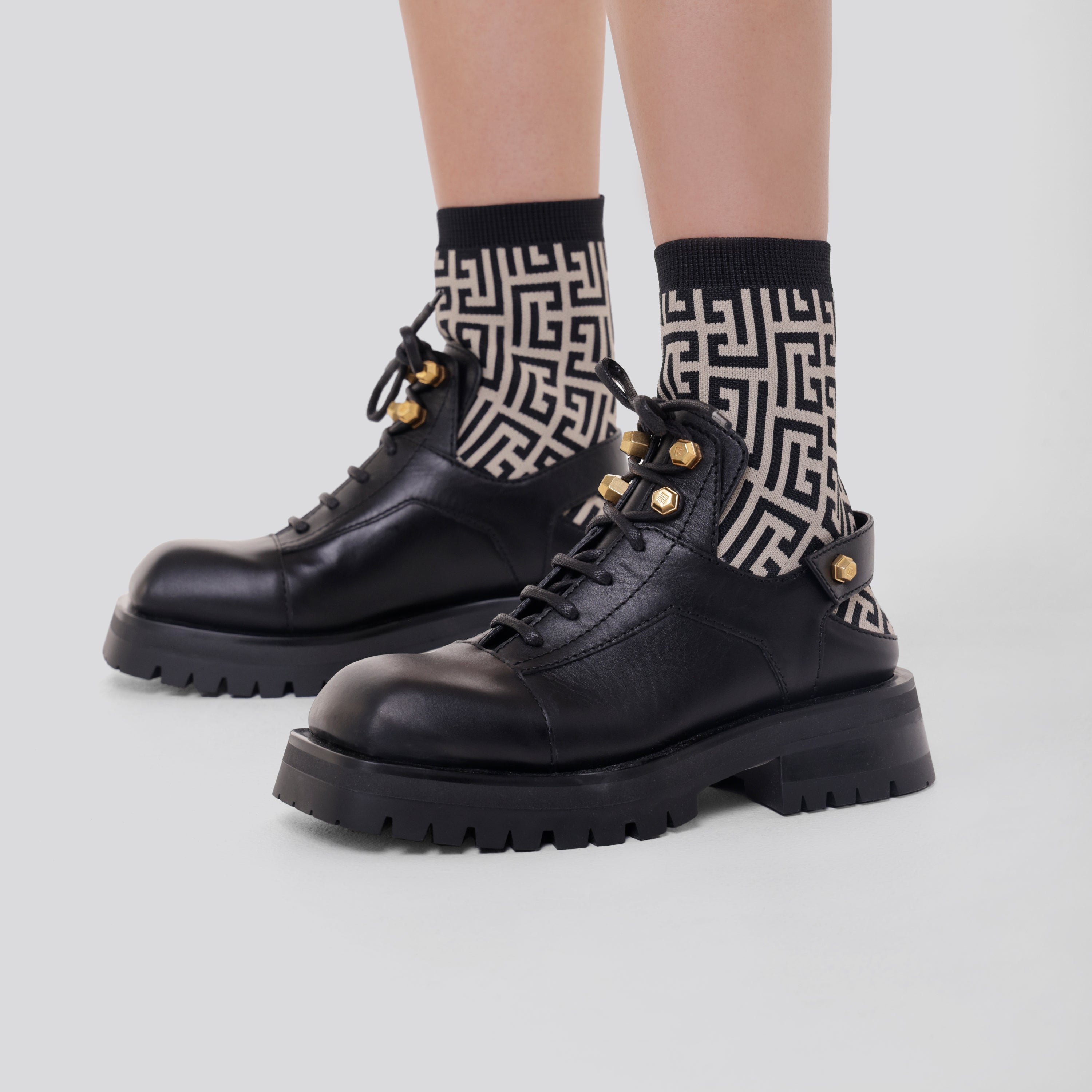 Botas Negras Balmain Monogram Sock