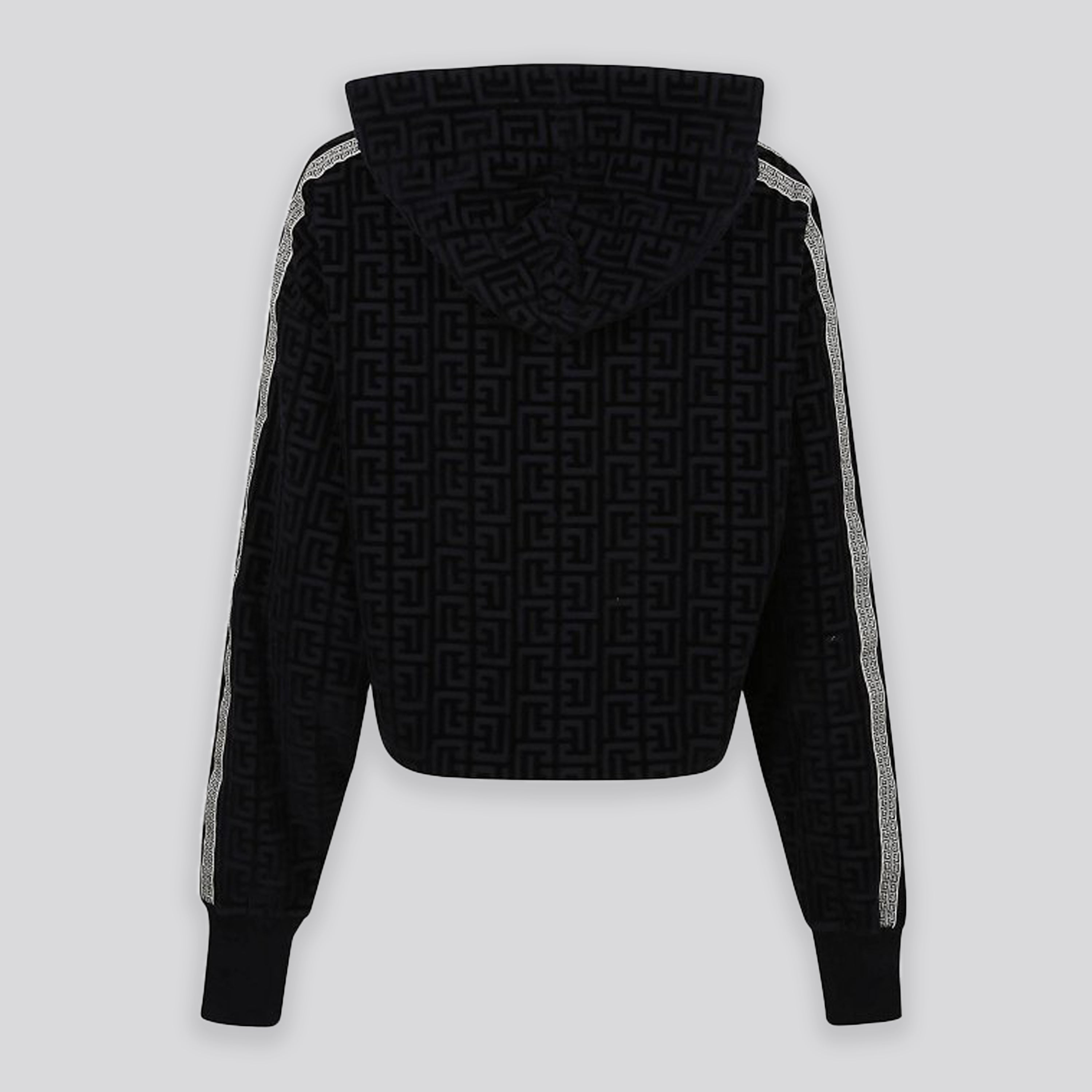 Buzo Tipo Hoodie Negro Balmain Velvet Monogram