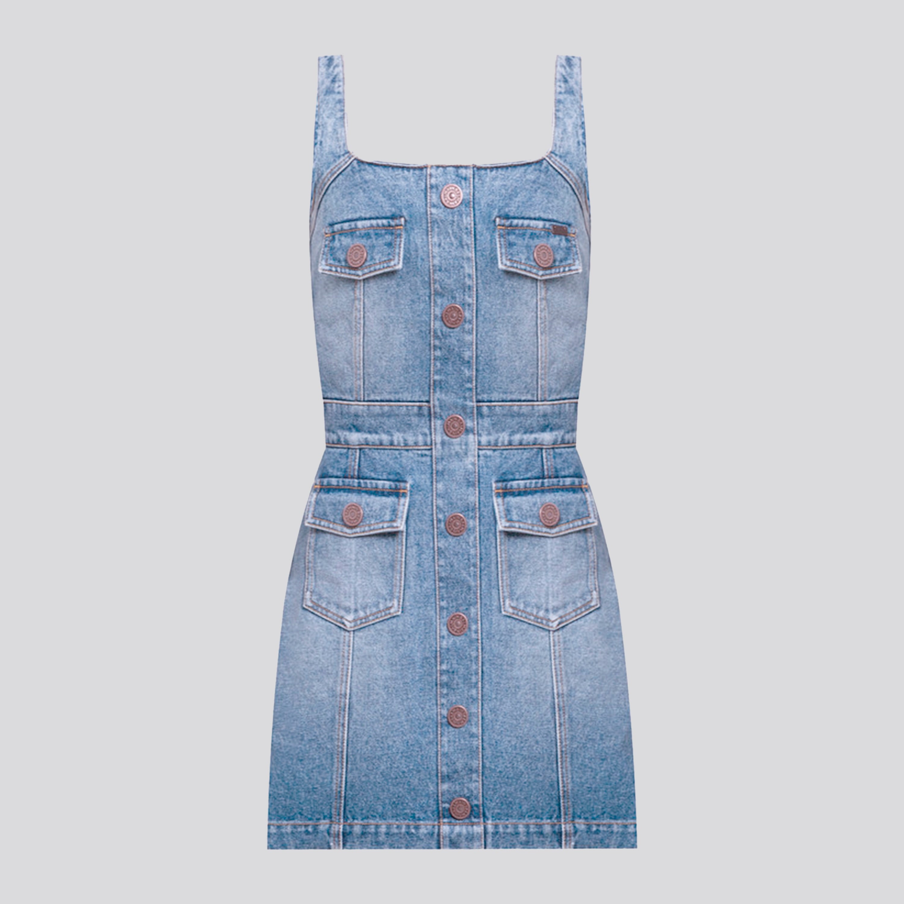 Vestido Denim Balmain Multipockets