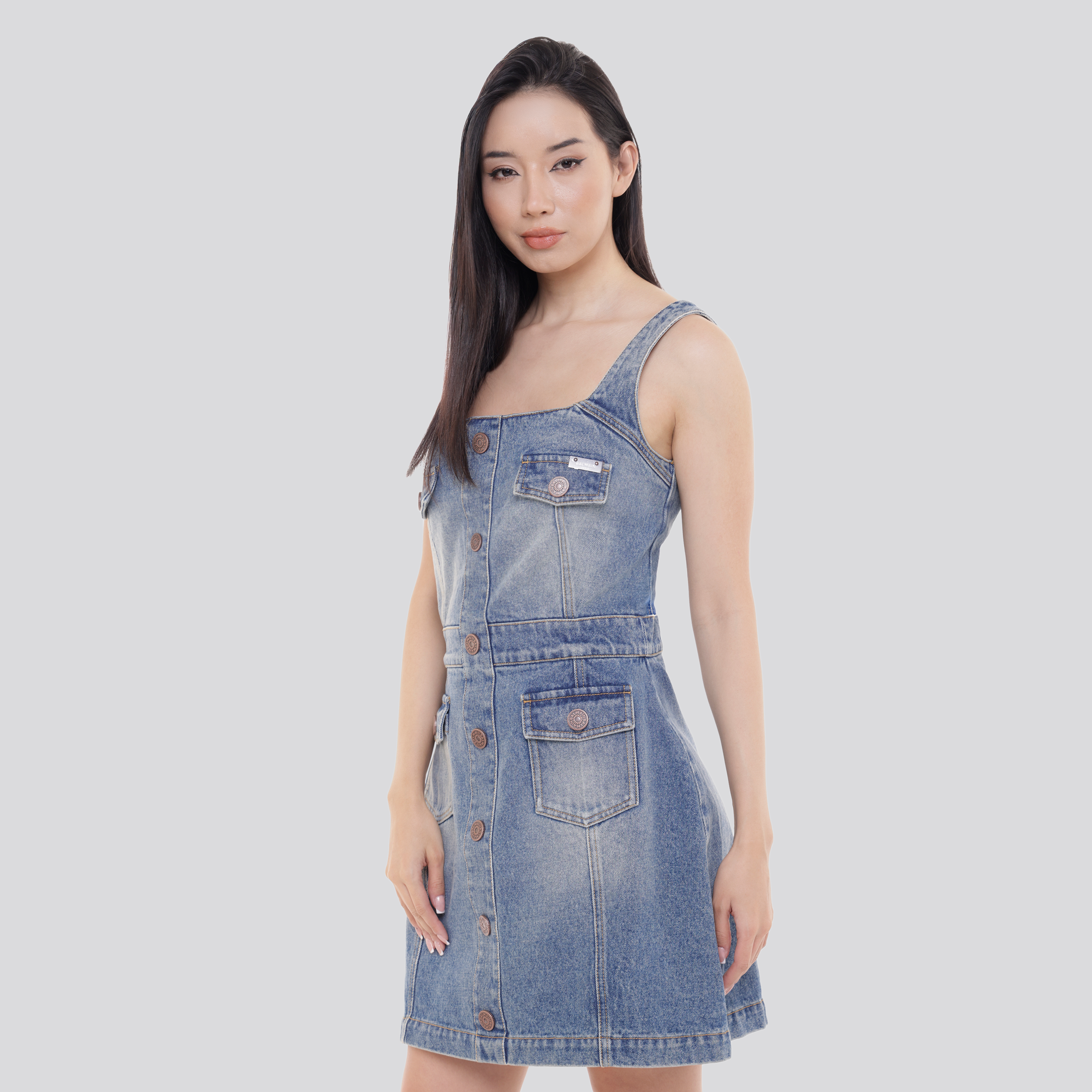 Vestido Denim Balmain Multipockets