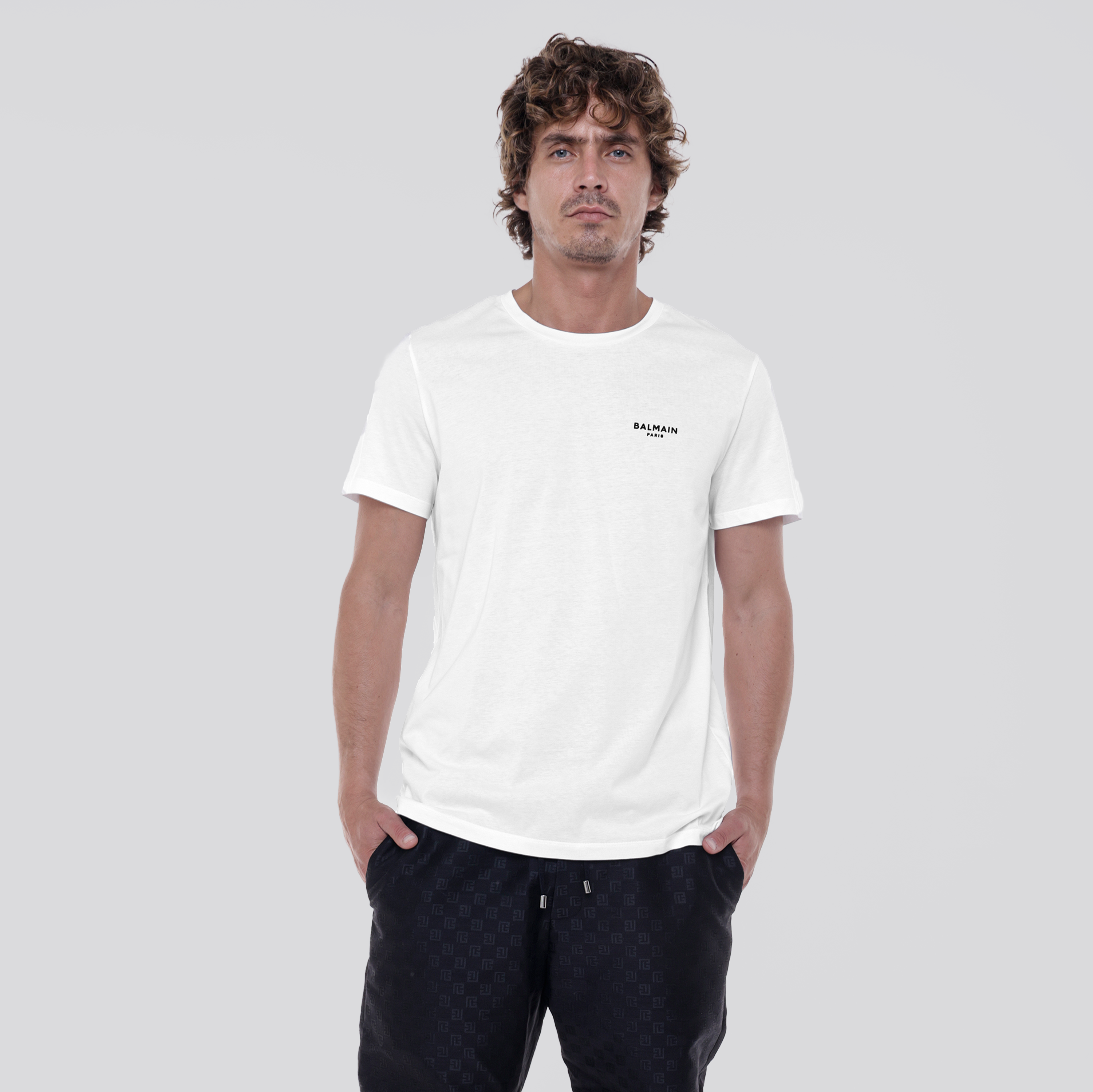 Camiseta Blanca Balmain Logo