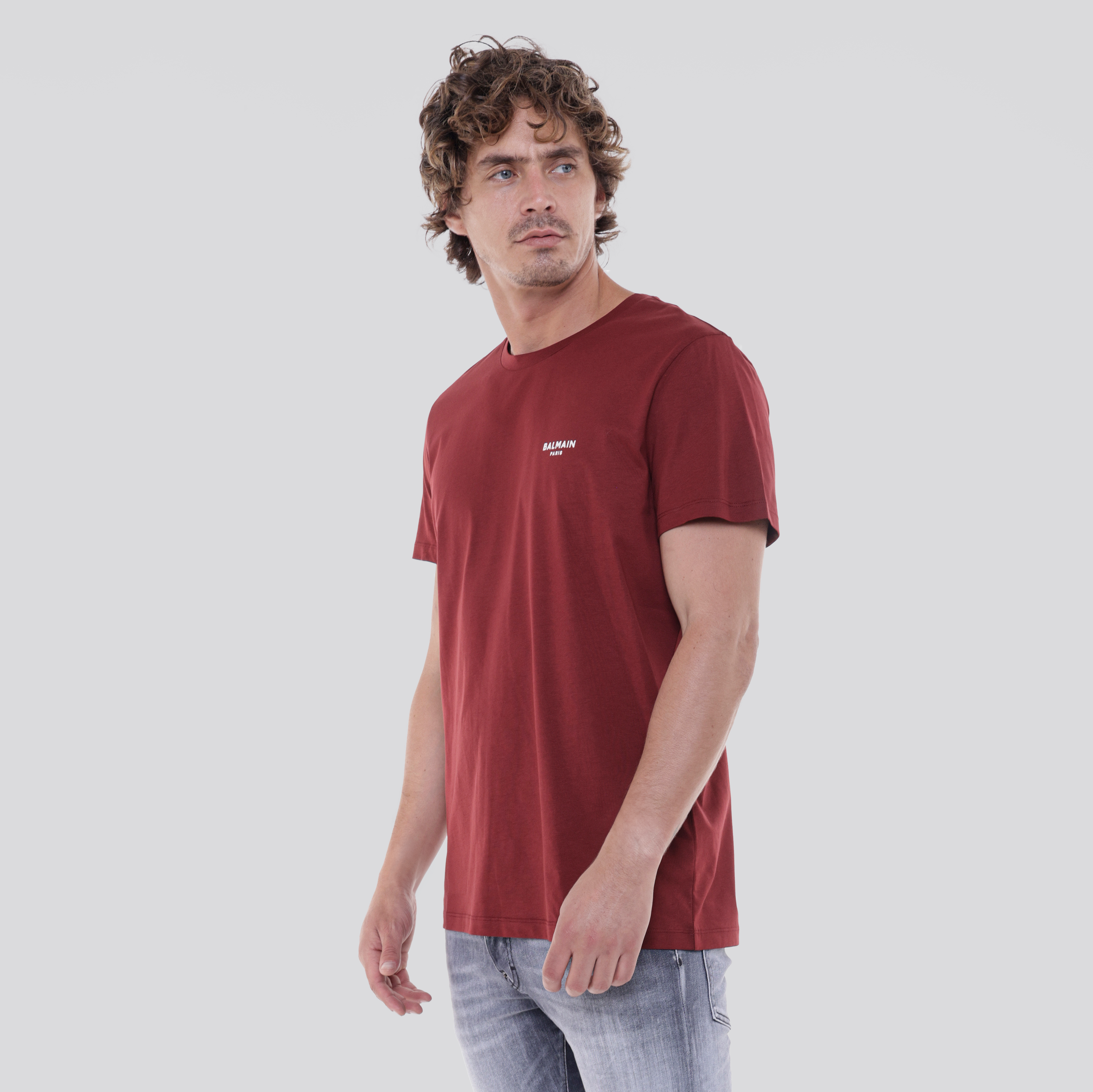 Camiseta Roja Balmain Logo