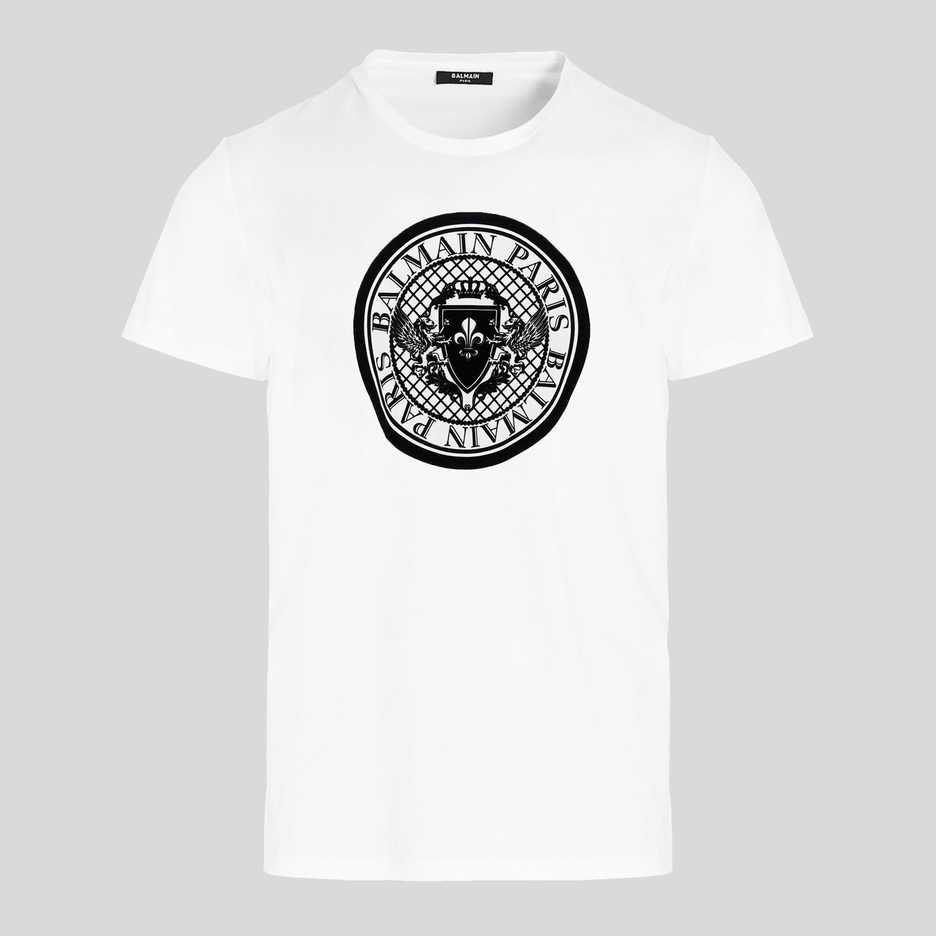 Camiseta Blanca Balmain Coin Flock