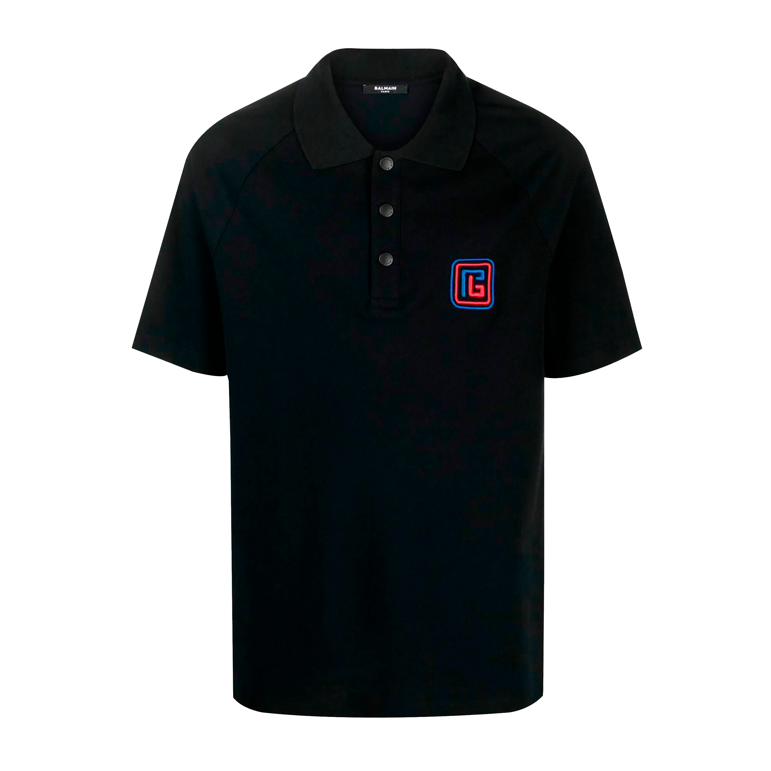 Camiseta Tipo Polo Negra Balmain PB Patch
