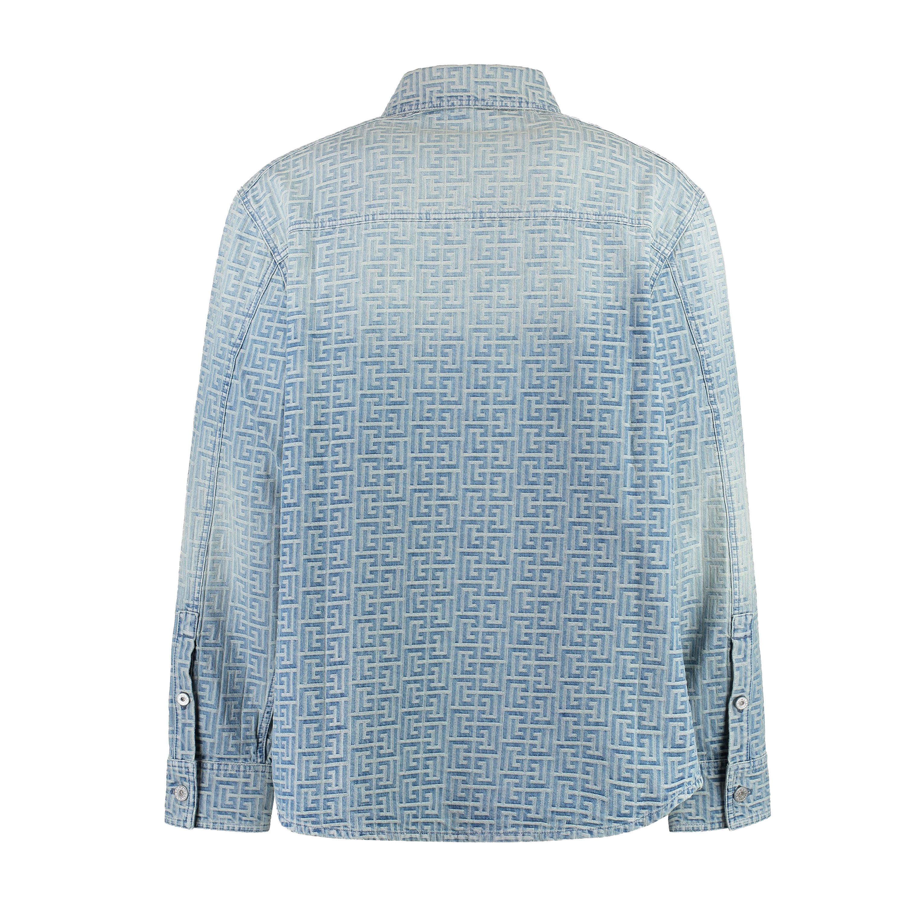 Camisa Denim Balmain Jacquard Monogram