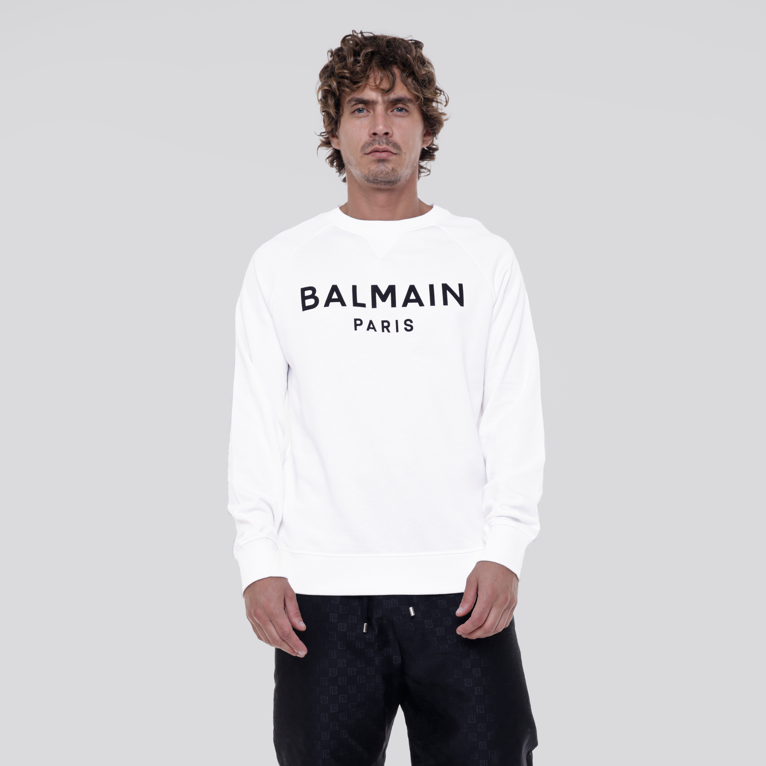 Buzo Blanco Balmain Paris Logo