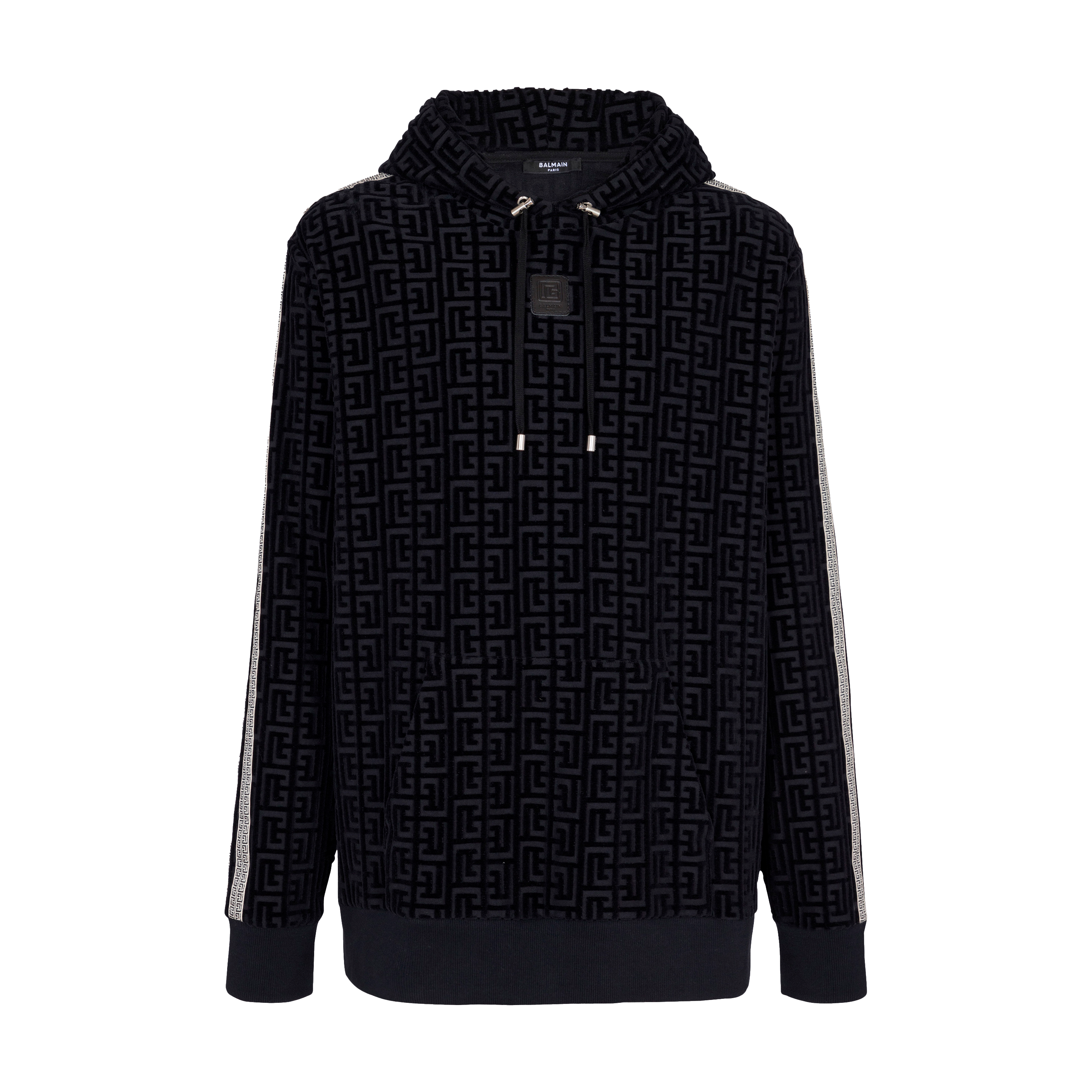 Buzo Tipo Hoodie Negro Balmain Velvet Monogram