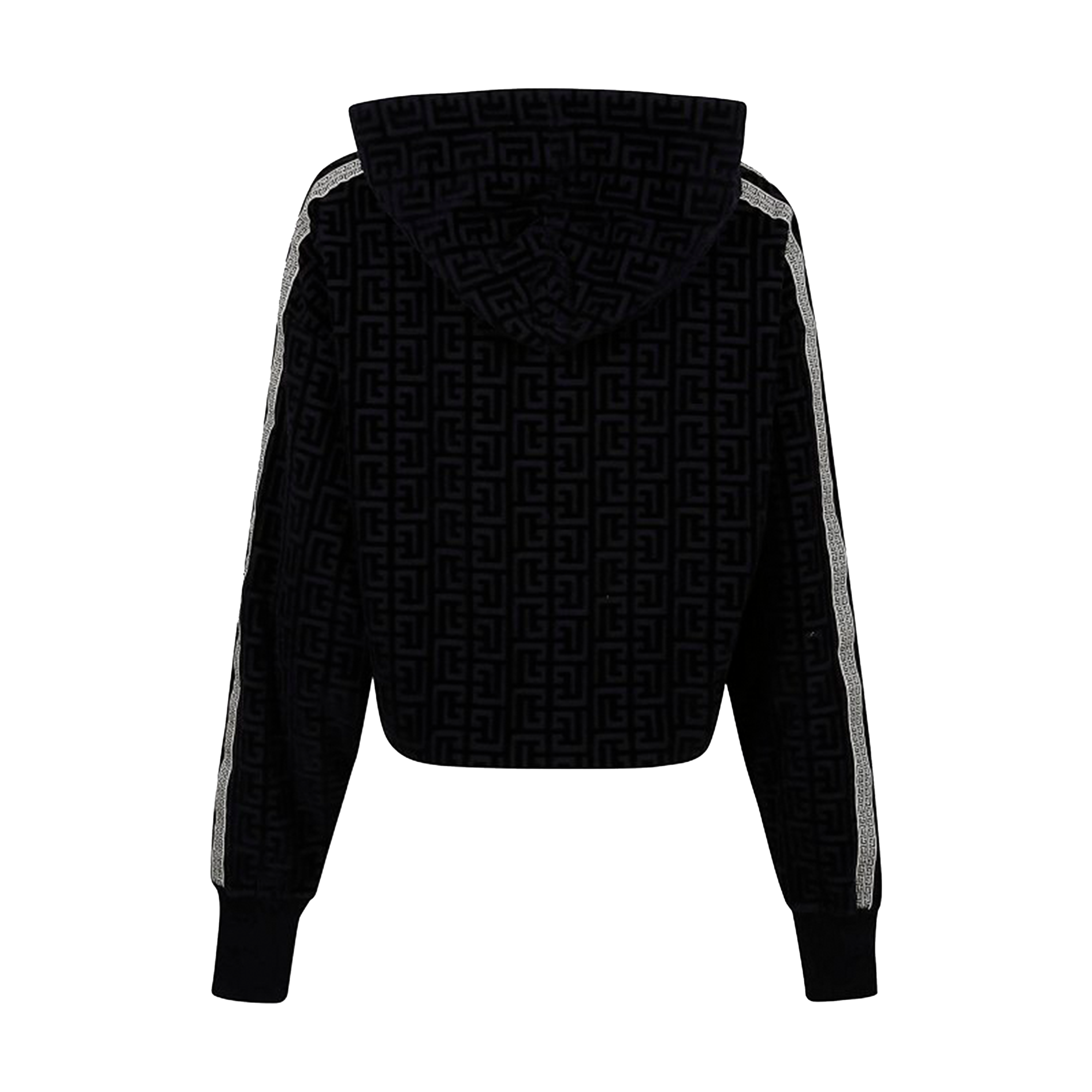 Buzo Tipo Hoodie Negro Balmain Velvet Monogram