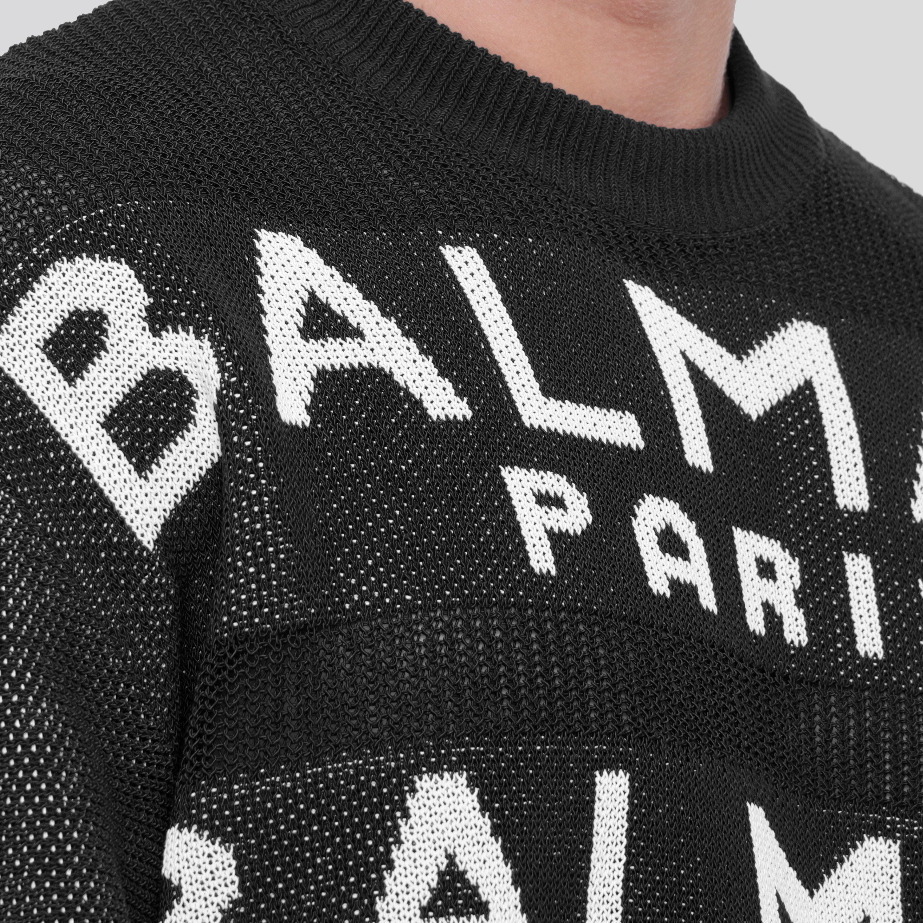 Suéter Negro Balmain Paris Multilogo