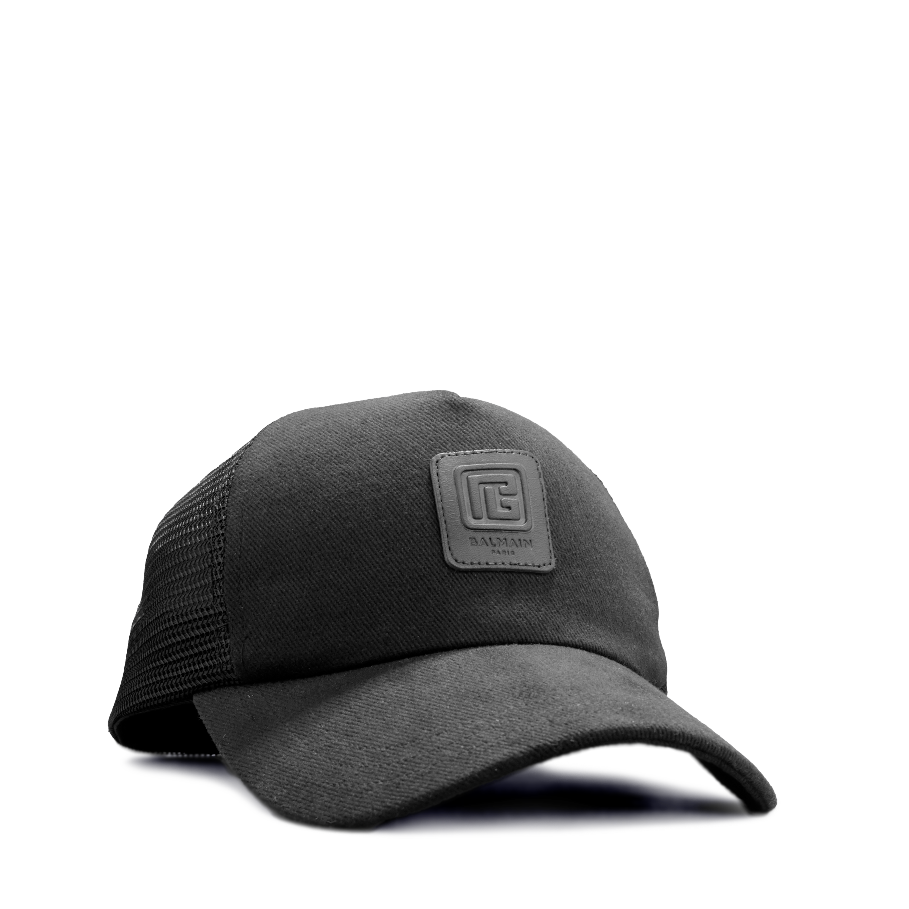 Gorra Negra Balmain Patch Logo