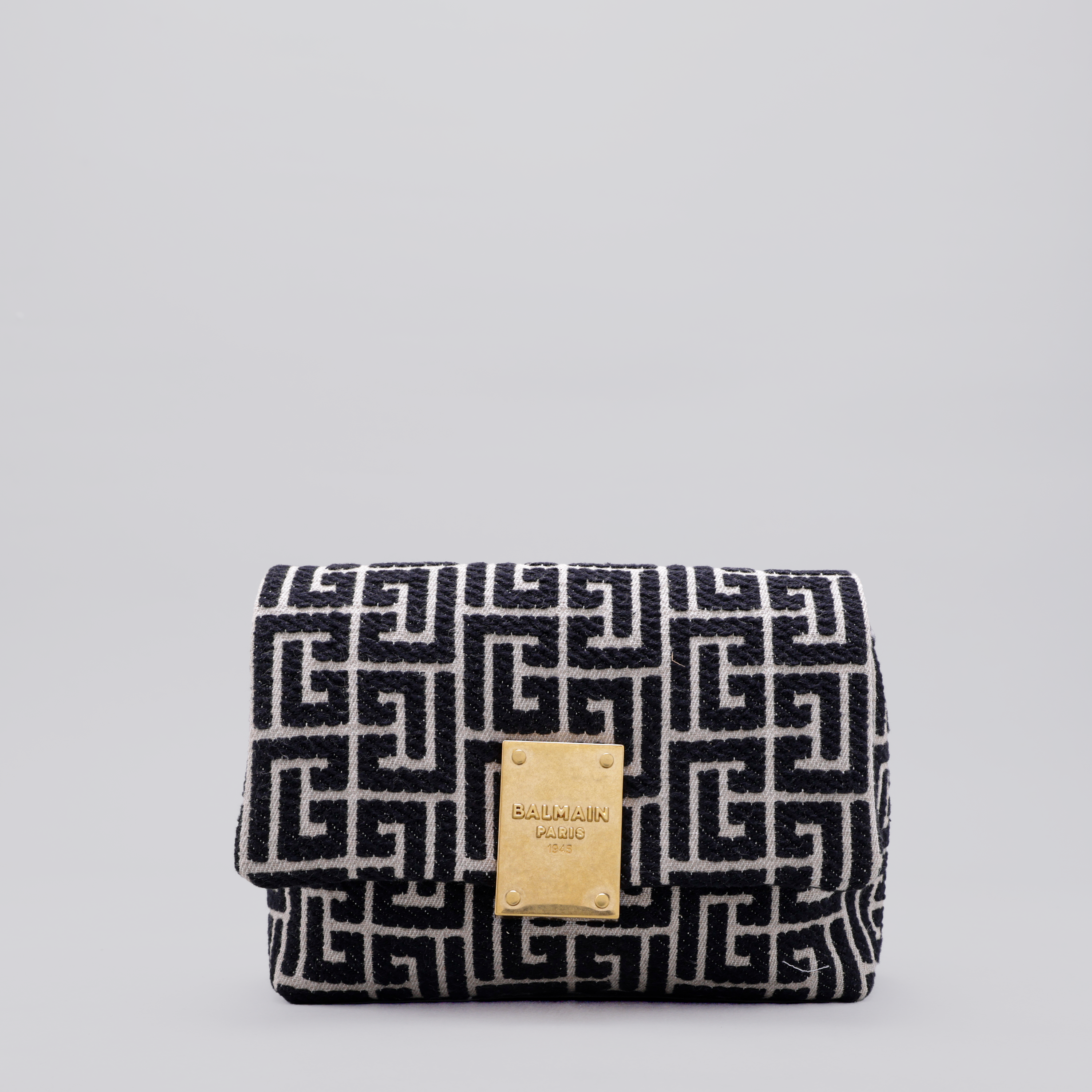 Cartera Negra Balmain 1945 Mini-Jacquard Monogramme